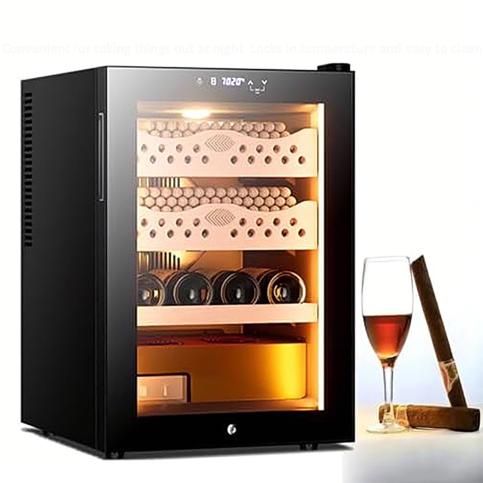 50L elektryczne papierosy Humidor szafa, Może pomieścić 200-300 papierosów, Hiszpański Cedar Wood Cigar Cabinet, Wino i papierosy Humidor lodówka, Smart Touch Panel, Świetny prezent dla ojca