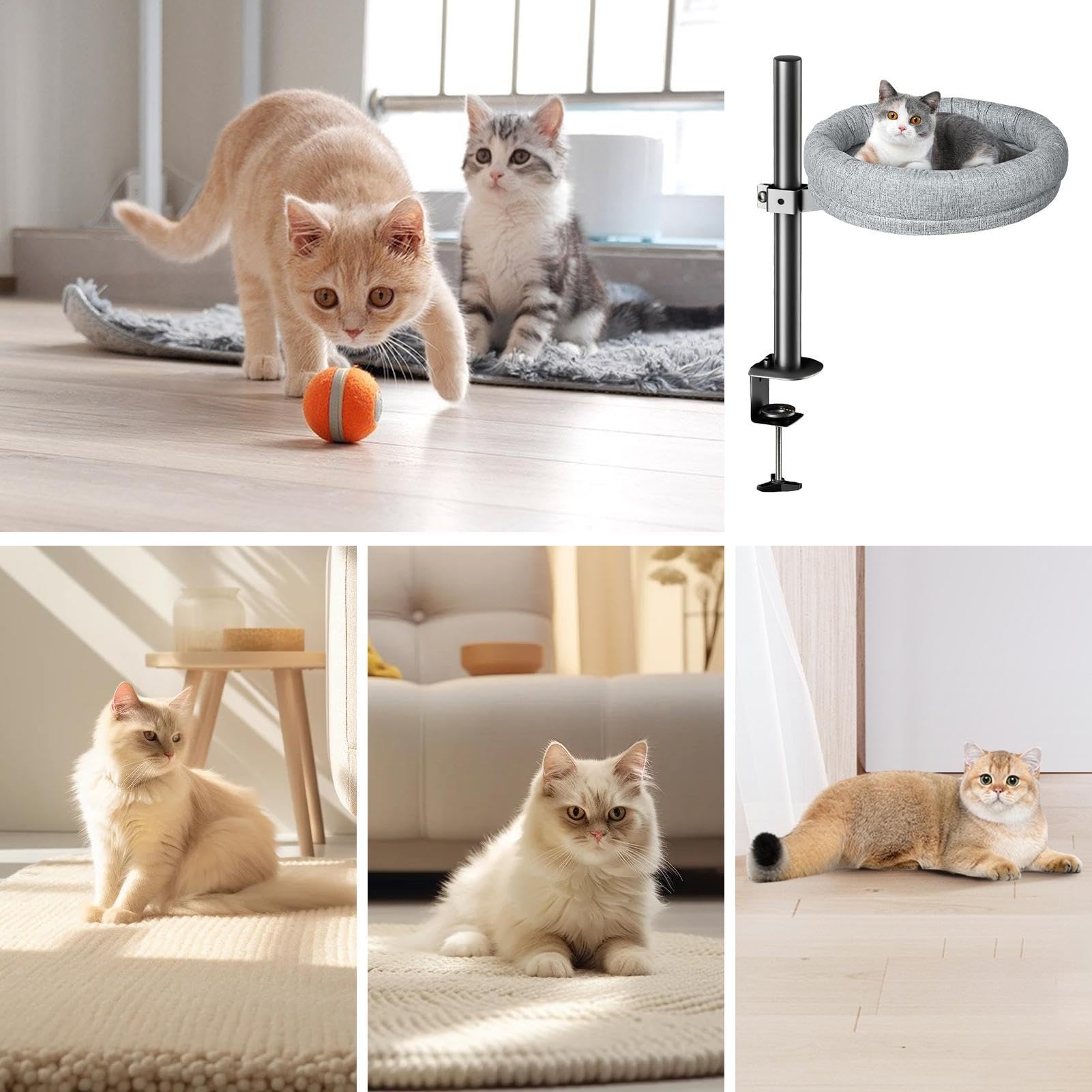per scrivania per lettino per gatti, Letto per gatti per scrivania,Letto con mensola per gatti regolabile per gatti da interni | Casetta per gattini da scrivania dal design salvaspazio