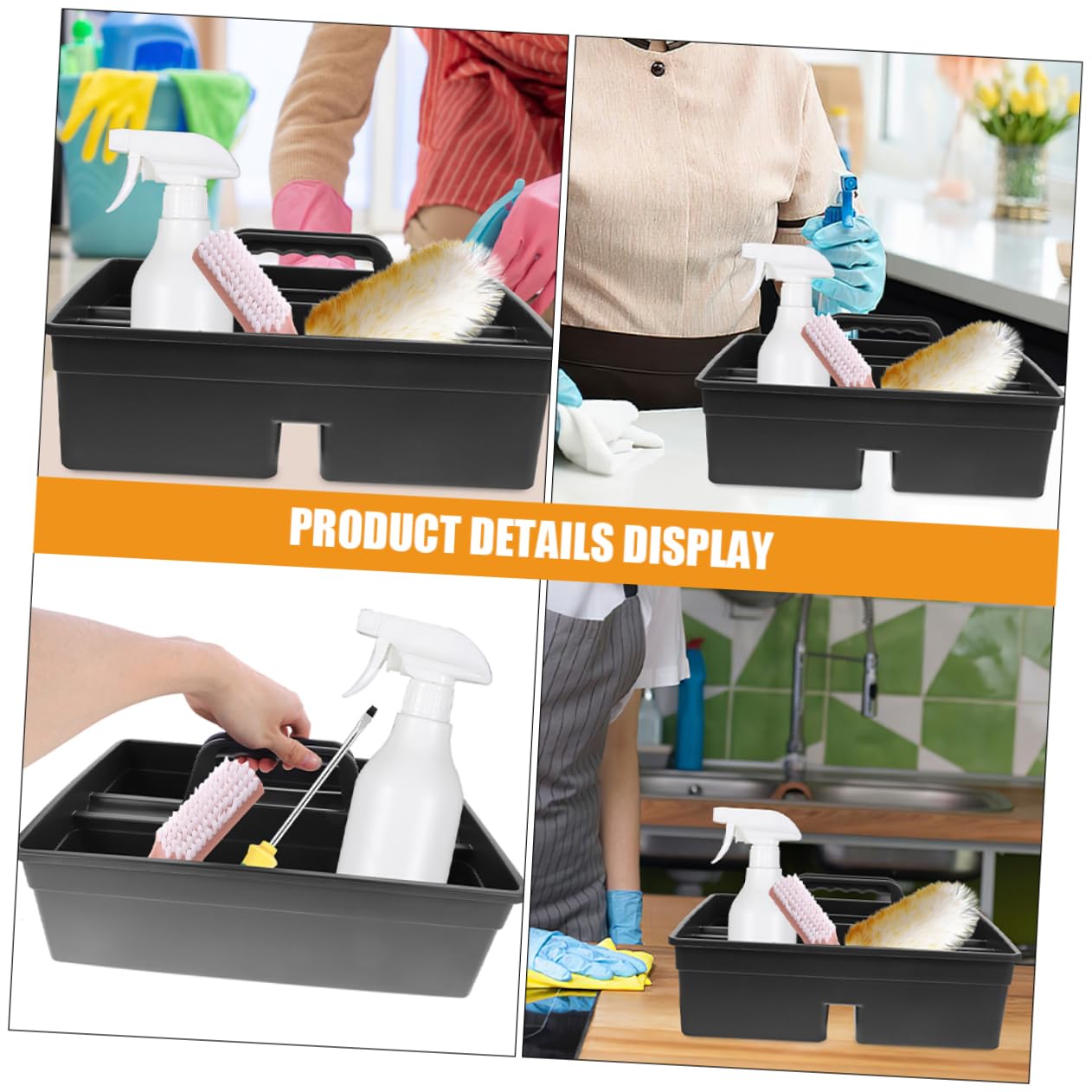 Paniers de Rangement Design Étanche Lot de 2 Poignées en Plastique Compartiments Multifonctions et Organisation pour Produits de Nettoyage
