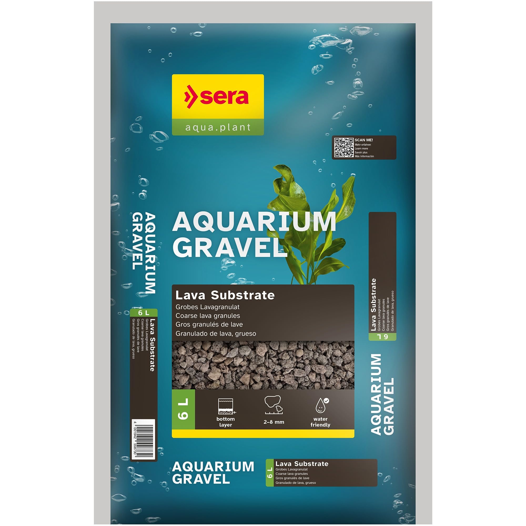 SERA Aquarium Gravel Lava Substrate 6 L | Sustrat pour Aquariums d’Eau Douce| pour Poissons, Silures et Crevettes | Aspect Naturel