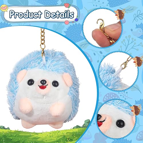 Miniatura 4 de RAYNAG 2 piezas de peluche erizo llavero colgantes animales de peluche llavero encantos mochila accesorio adorable bolso colgantes, al azar