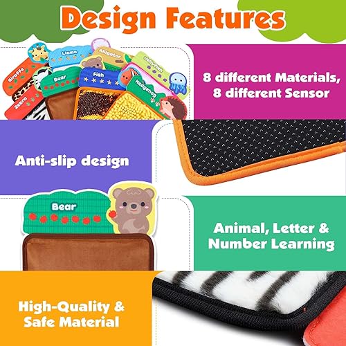 Miniatura 4 de FosterToys Alfombrillas sensoriales para niños, alfombrillas sensoriales para niños autistas, juguetes sensoriales para juegos táctiles, baldosas