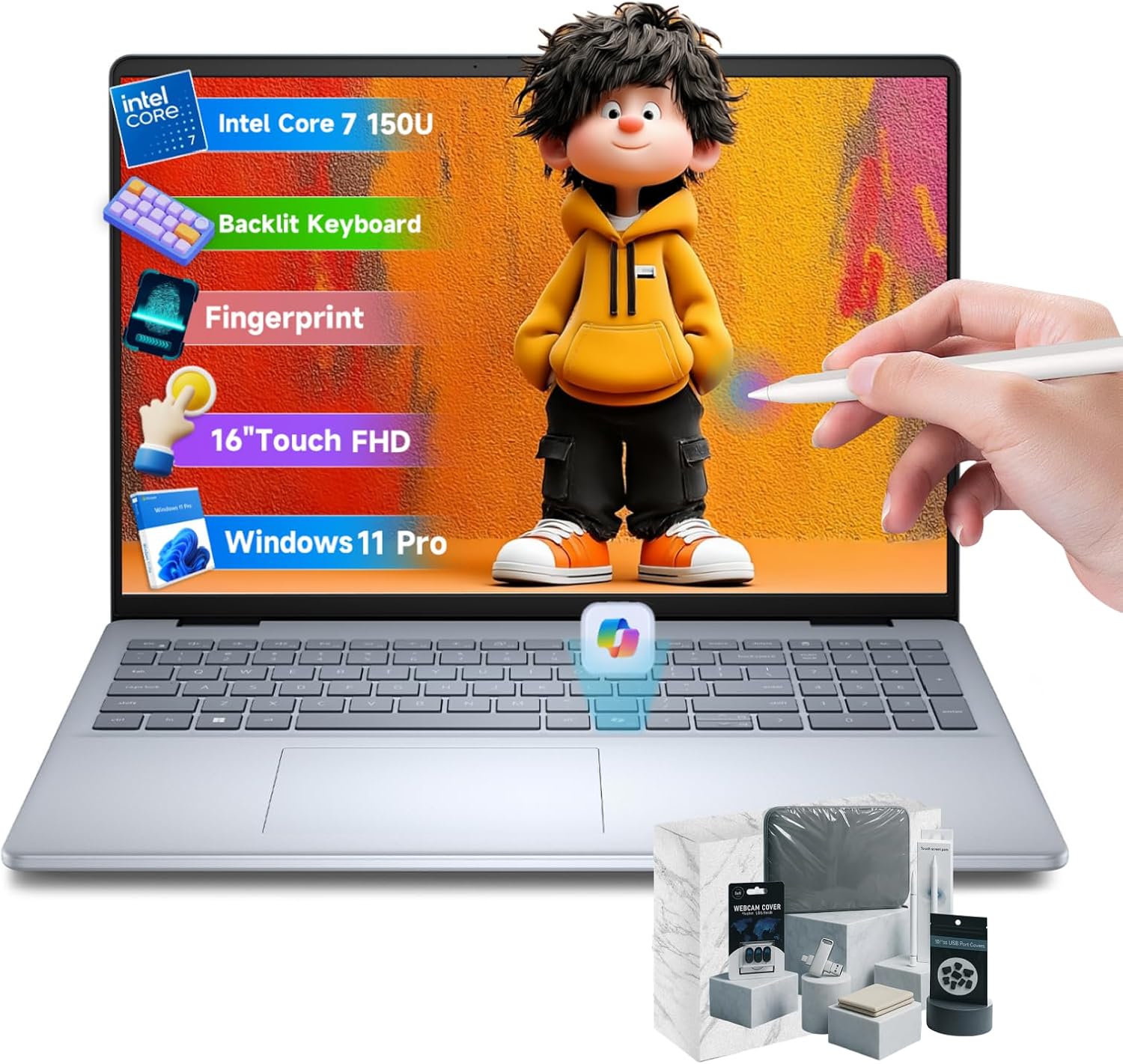 Dell Inspiron 16 Touchscreen Laptop – 16″ FHD+ Display, Intel 10-Core 7 150U, 64GB RAM, 2TB SSD, Windows 11 Pro, Fingerprint Reader, Backlit KB, AI Copilot Dell Inspiron 16 Touchscreen Laptop – 16″ FHD+ Display, Intel 10-Core 7 150U, 64GB RAM, 2TB SSD, Windows 11 Pro, Fingerprint Reader, Backlit KB, AI Copilot