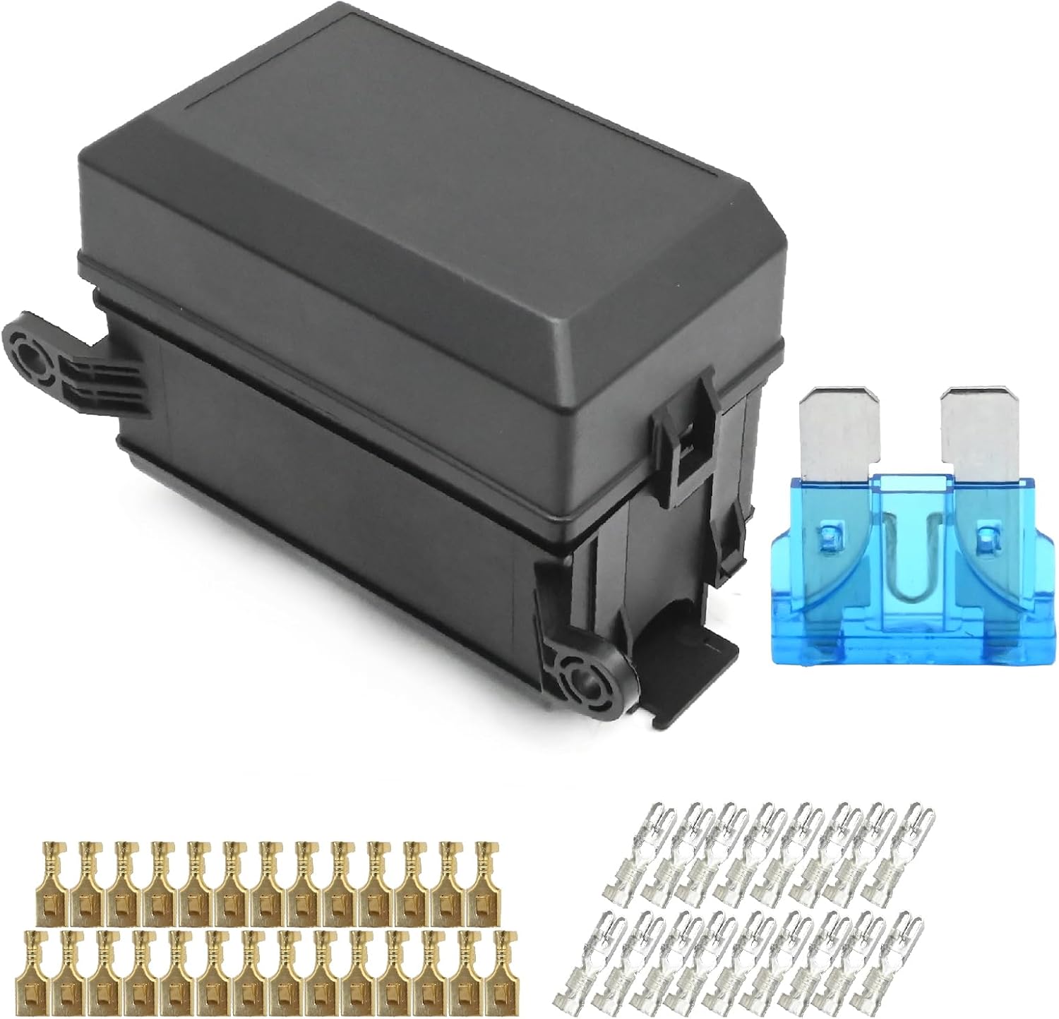 Saihisday 12V Relay Box 6 Slots Fuse Relay Block ATC/ATO Fuse and Relay Block Universal Automotive 6 Way Relay Fuses for Truck Marine Boat Car Jeep (Relay Box Without Leads)