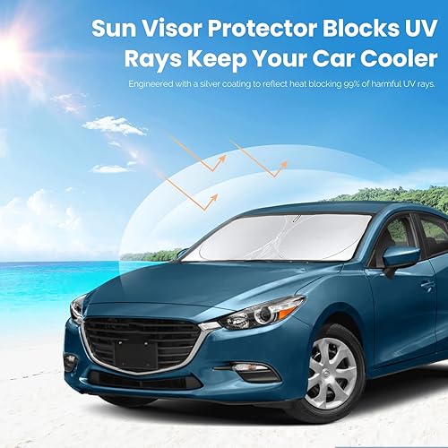 Miniatura 265 de Parasol para parabrisas de ajuste personalizado, cubierta para ventana delantera, visera plegable 210T, protector que bloquea los rayos ultravioleta