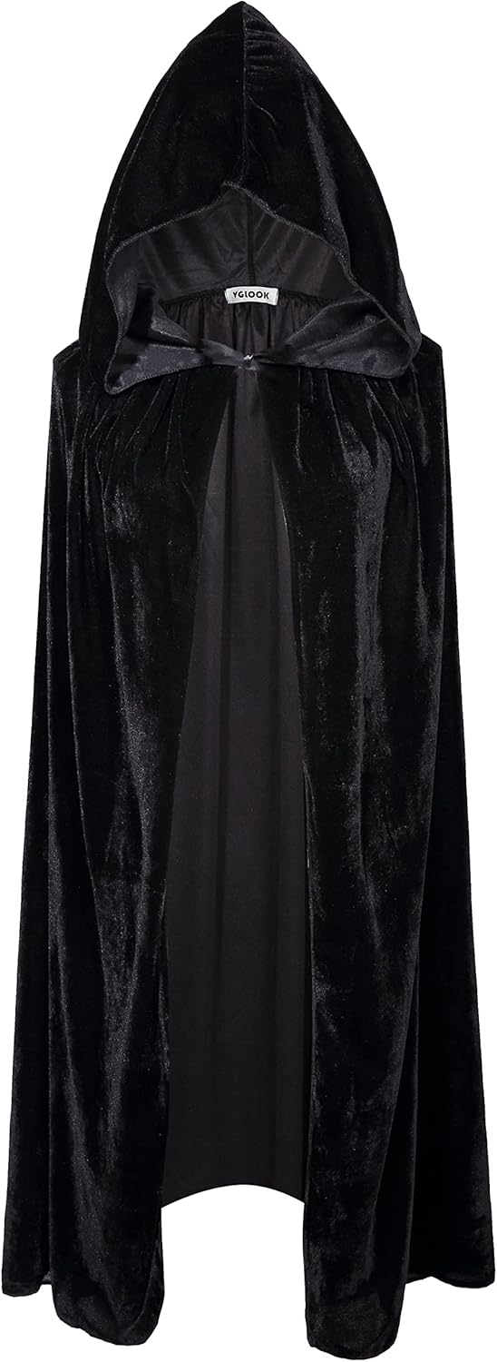 VGLOOK Kids Hooded Cloak Cape For Christmas Halloween Cosplay Costumes ages 3 to16 8-16 Years Black