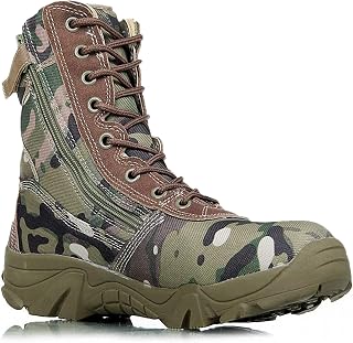 Men Military Tactical Boots Backpacking Outdoor Hiking Camping Climbing Trekking Camouflage Ankle Boot Army Shoes Combat Waterproof Side Zipper