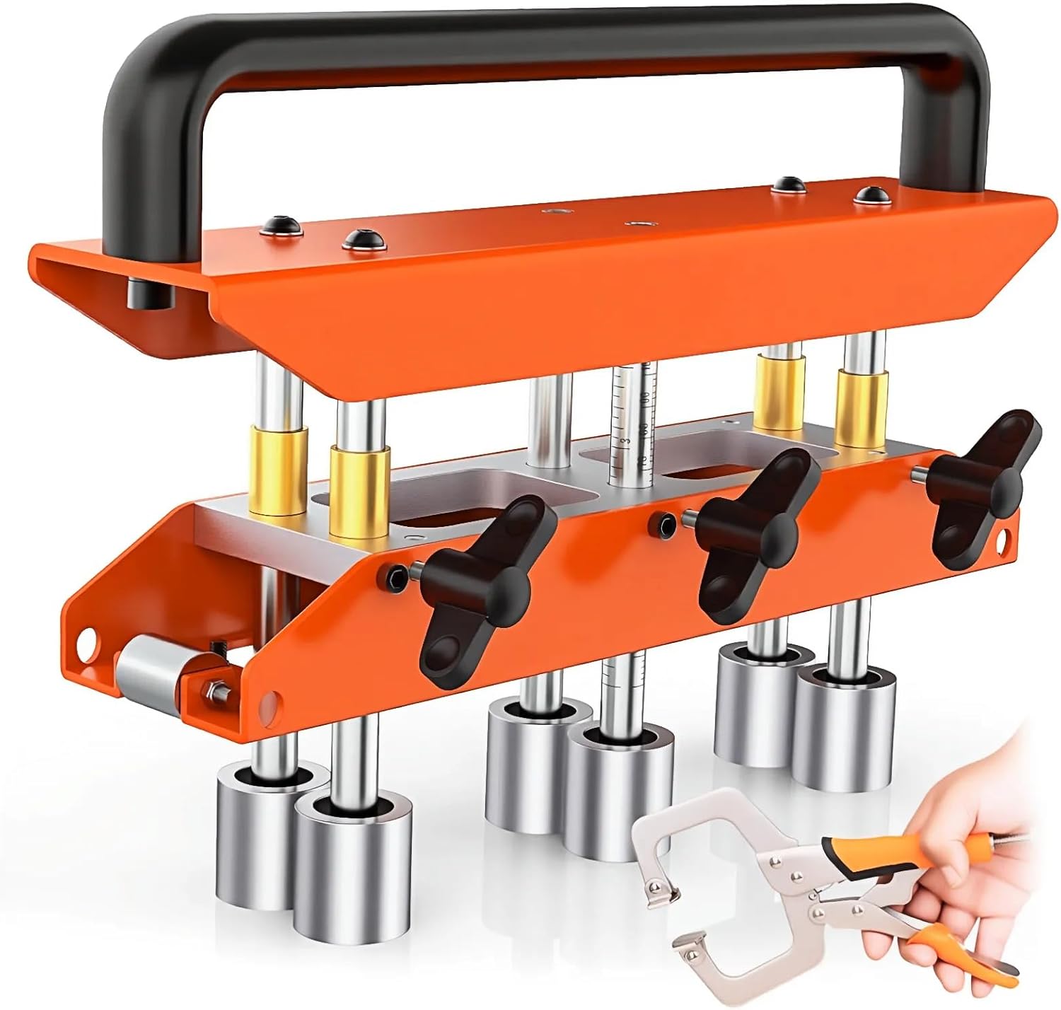 3 Station Edge Roller Bender with Locking Pliers, Large Sheet Metal Side Bending Tool for Roofing Materials, 0-90° Bending Angle, Adjustable for Making 0.5" to 5"(13 to 130 MM) Bends