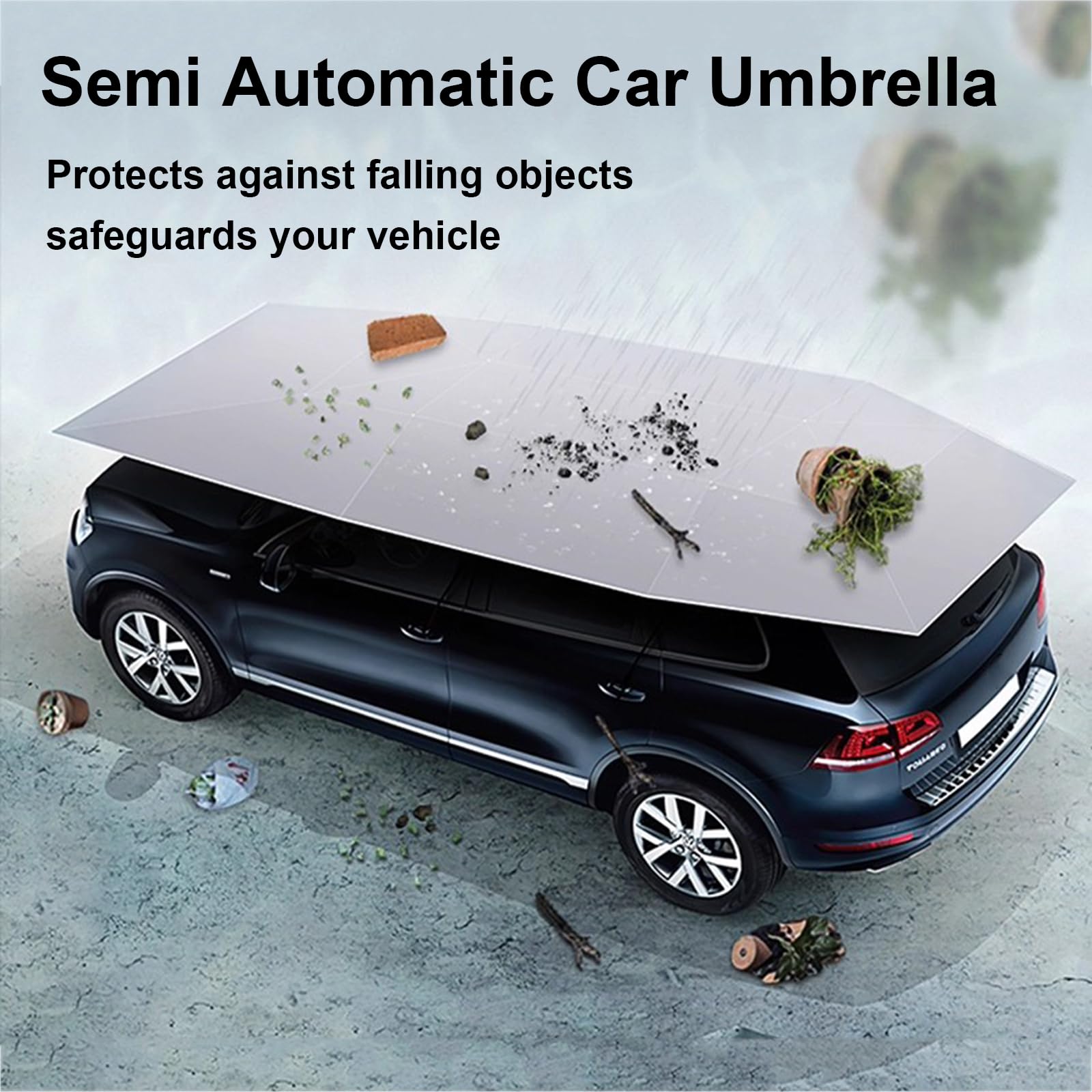 Halbautomatisches Auto-Schirmzelt,Beweglicher Tragbarer Halbautomatik Autodachzelte Verwendet,Universelles Multifunktionaler Auto Regenschirm Dach Autozelt Allwetter Schutz Im Freien (Blau, 4.8x2.4m)