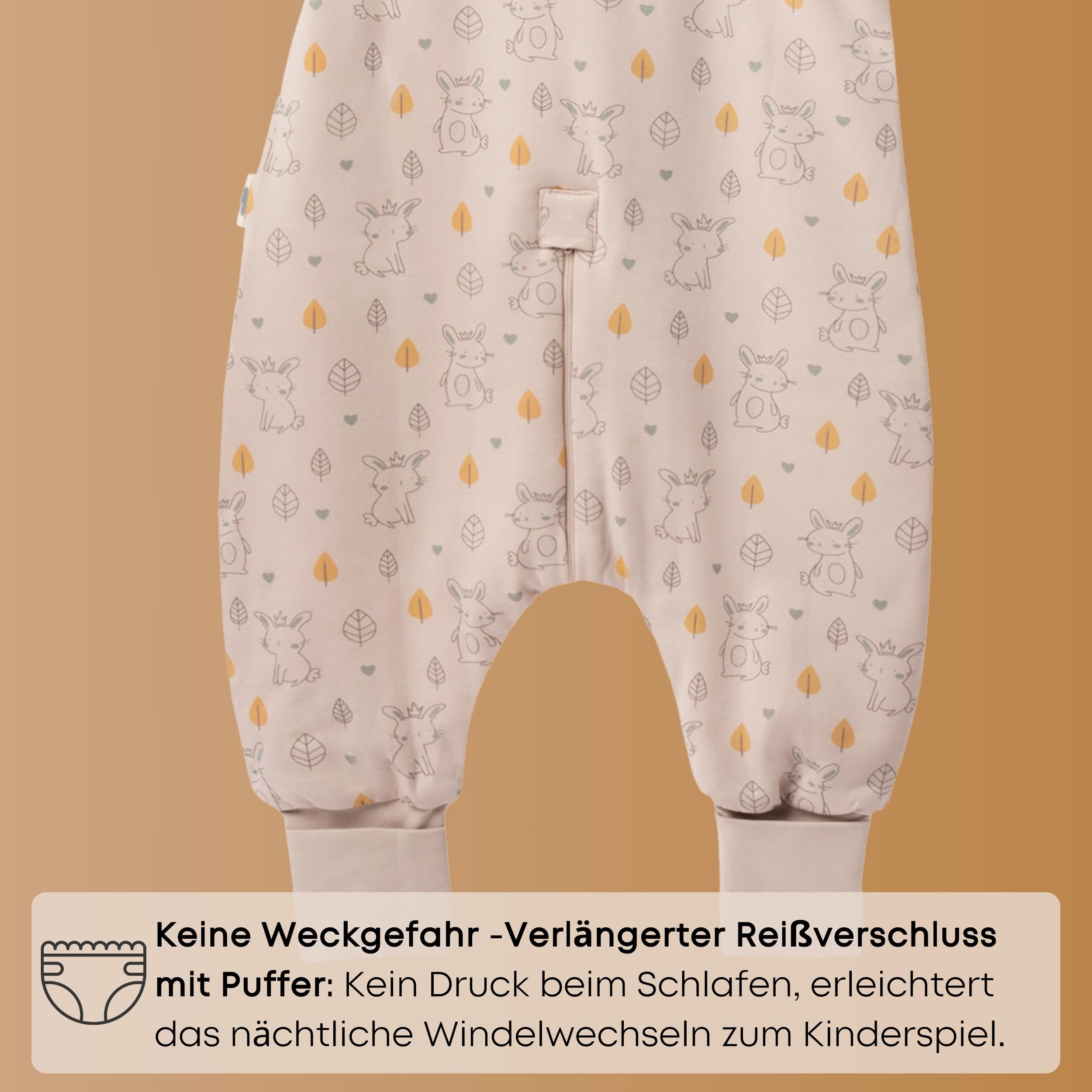 Saco de dormir de invierno para bebés con pies, 2,5 TOG, Talla 70, Conejito