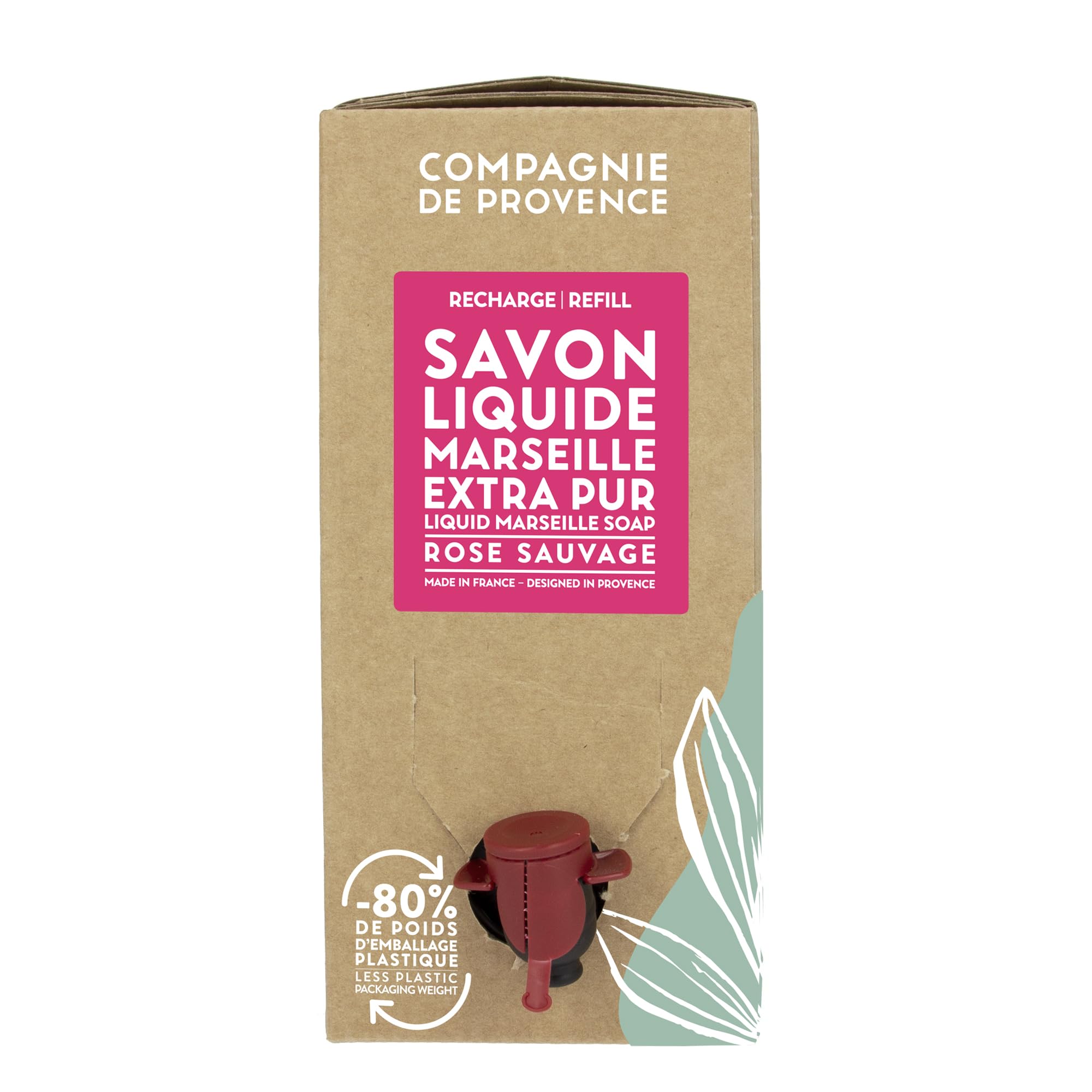 La Compagnie de Provence - Sapone liquido di Marsiglia Ricarica 3L - Rosa selvatica - Per Corpo e Mani - Made in France