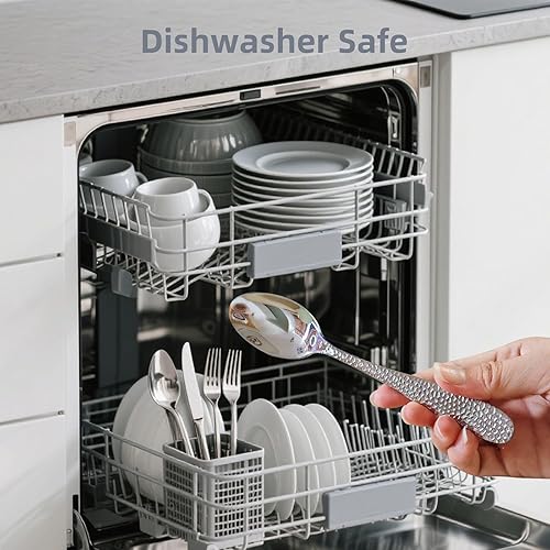 Miniatura 8 de Juego de cubiertos martillados, 40 piezas de acero inoxidable pulido de espejo resistente, juego de cubiertos para 8 plateado,Plata