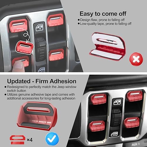 Miniatura 39 de 4 fundas de botón para interruptor de ventana mejoradas compatibles con Jeep Wrangler JL JLU 2018-2025 y Gladiator JT 2020 2021 2022 2023 2024 2025