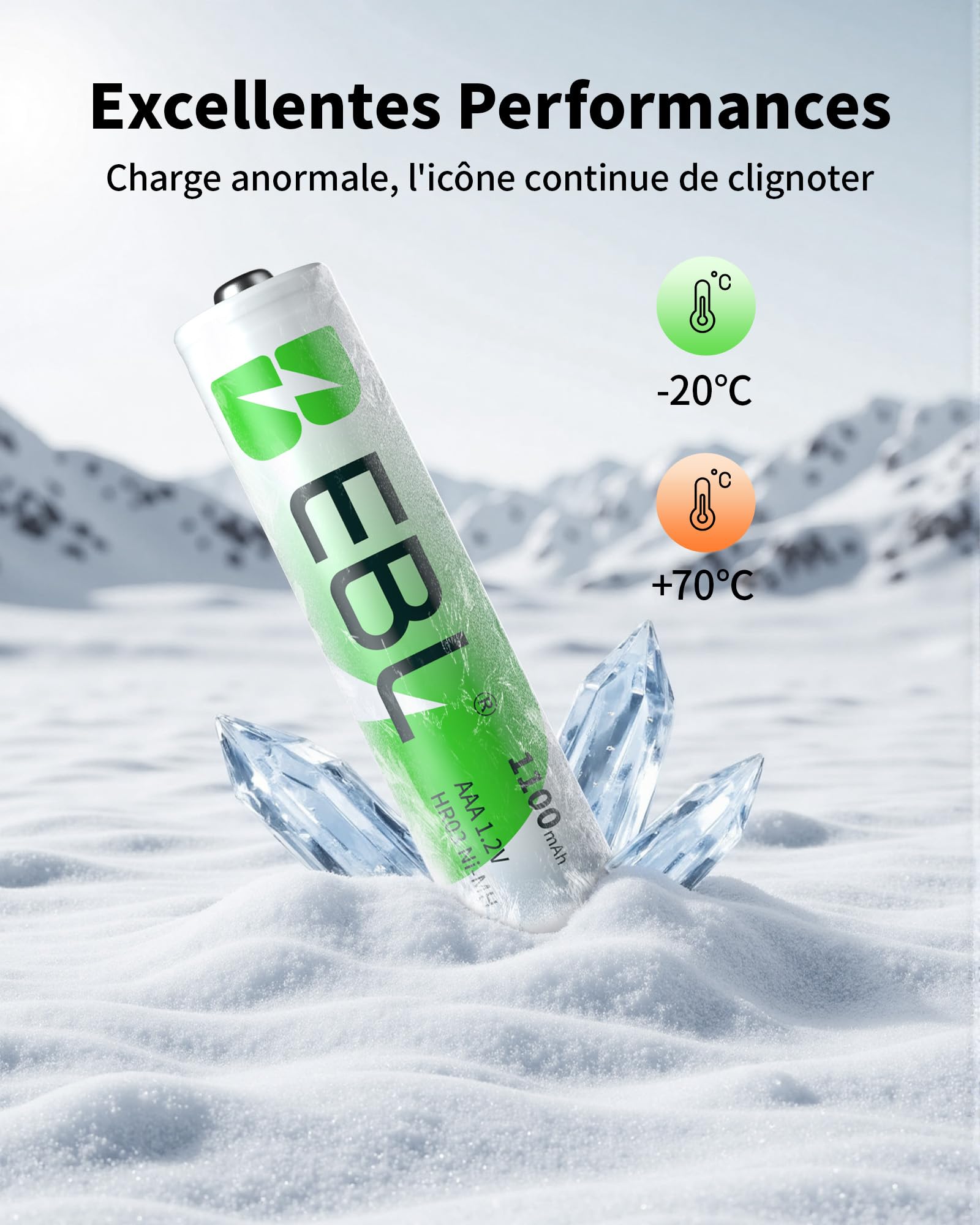 EBL LCD Chargeur de Piles Rechargeables- avec 4PCS AA 2800mAh et 4PCS AAA 1100mAh Piles Rechargeables, Charge Rapide 5V/2A, avec Fonction de Décharge