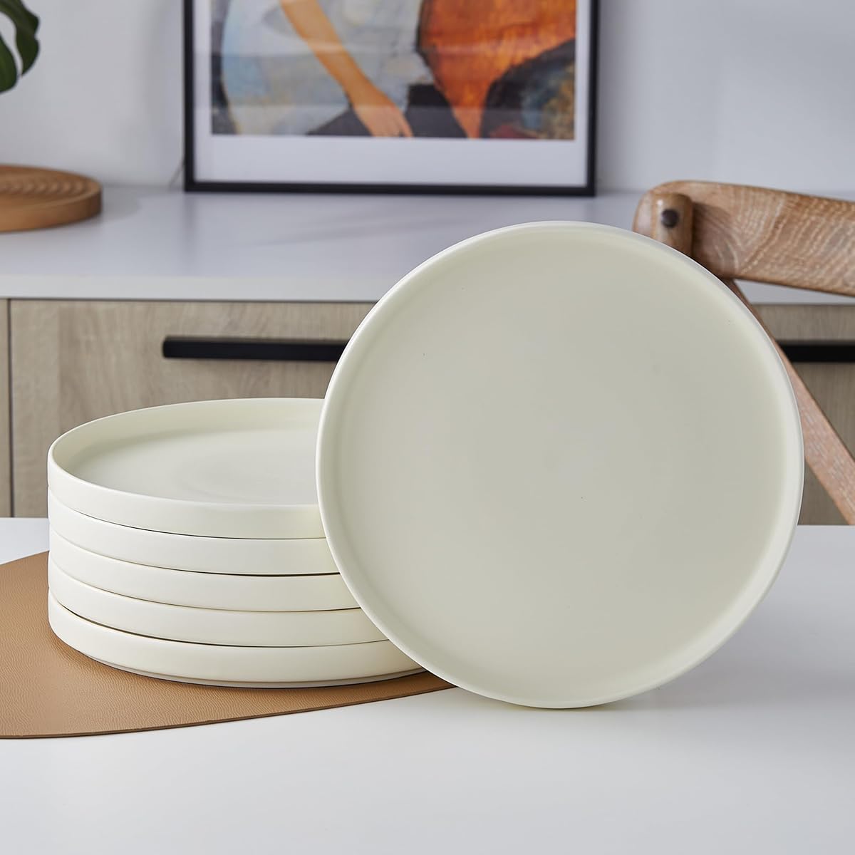 Stella Dinner Plate 6-Piece Set, Round, Porcelain, Cream