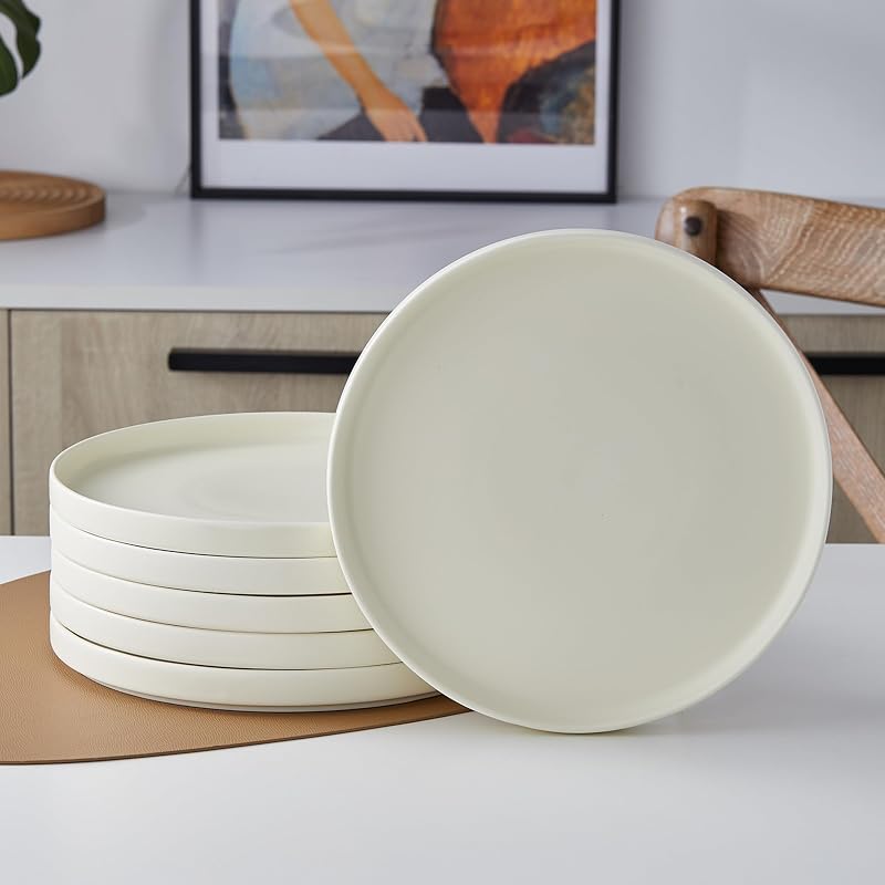 Stella Dinner Plate 6-Piece Set, Round, Porcelain, Cream