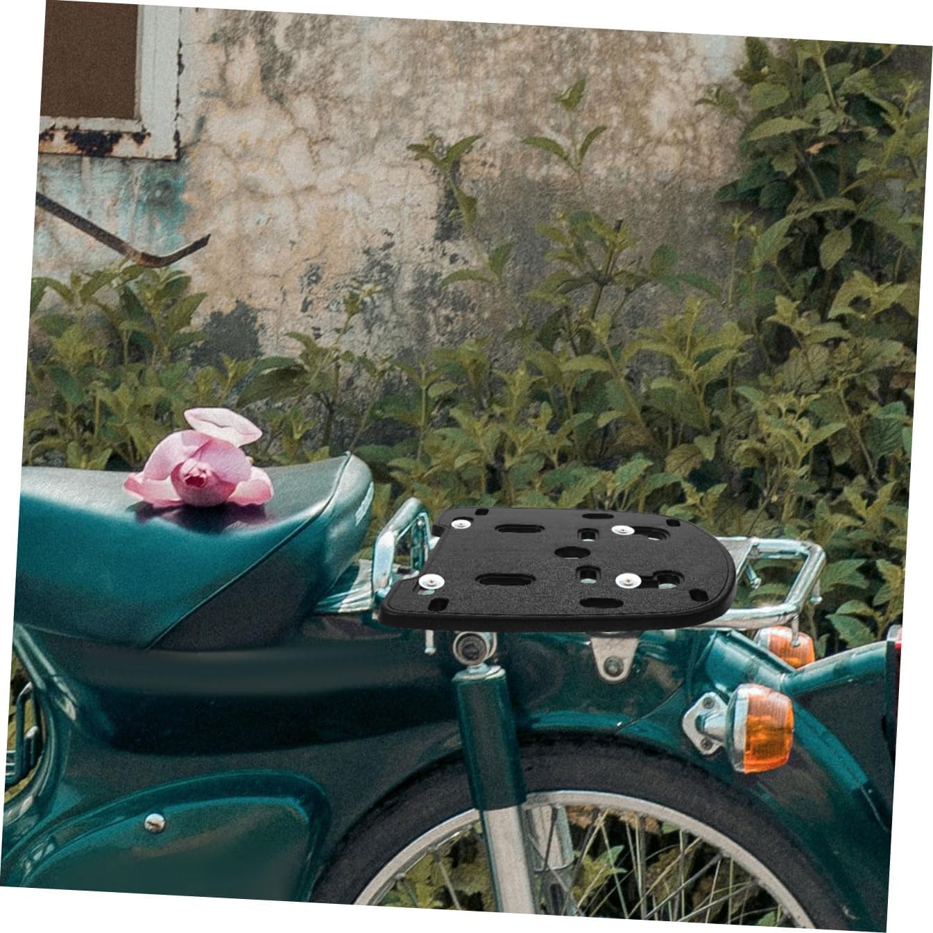Universal Motorcycle Rear Luggage Box Mounting Plate Set with Thickened Base, Extended Metal Strip, Washers, and Screws for Rear Trunk Case Hardware