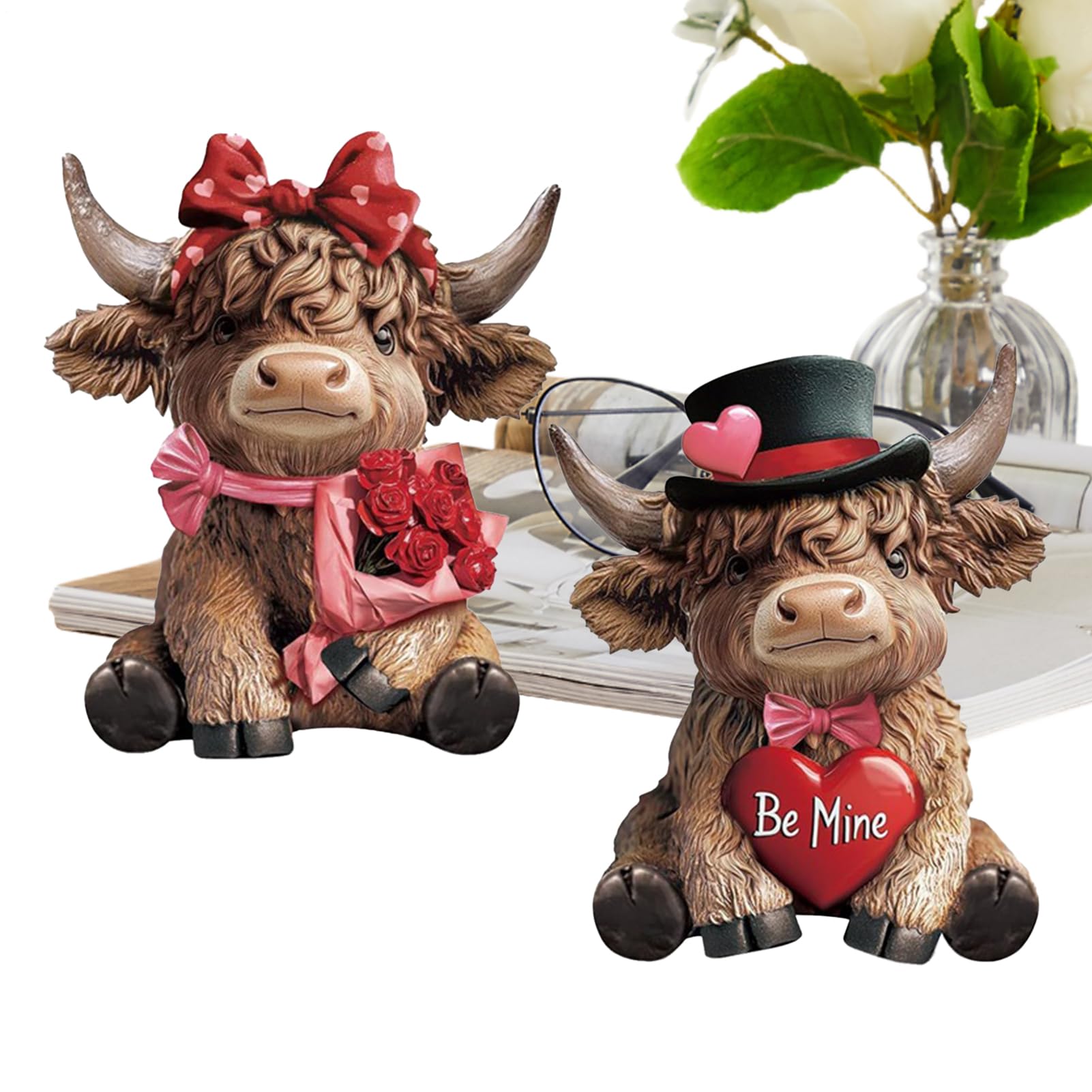 Mini figurines de vache pour cadeau de Saint-Valentin et décoration