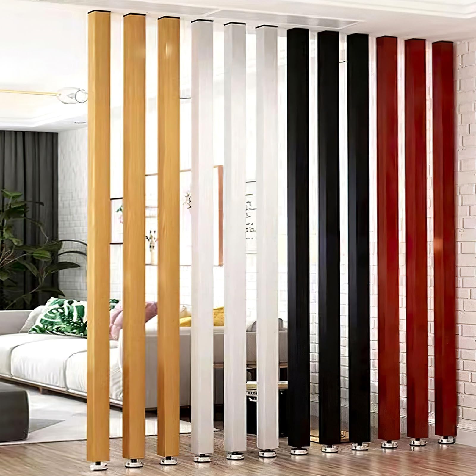 Divisor de ambientes de Techo a Piso，Separador de ambientes con Listones metálicos, Columna de Rejilla Decorativa de Piso a Techo, for oficinas, escaleras y lofts(4 Root,140cm/55.1in/4.59ft)