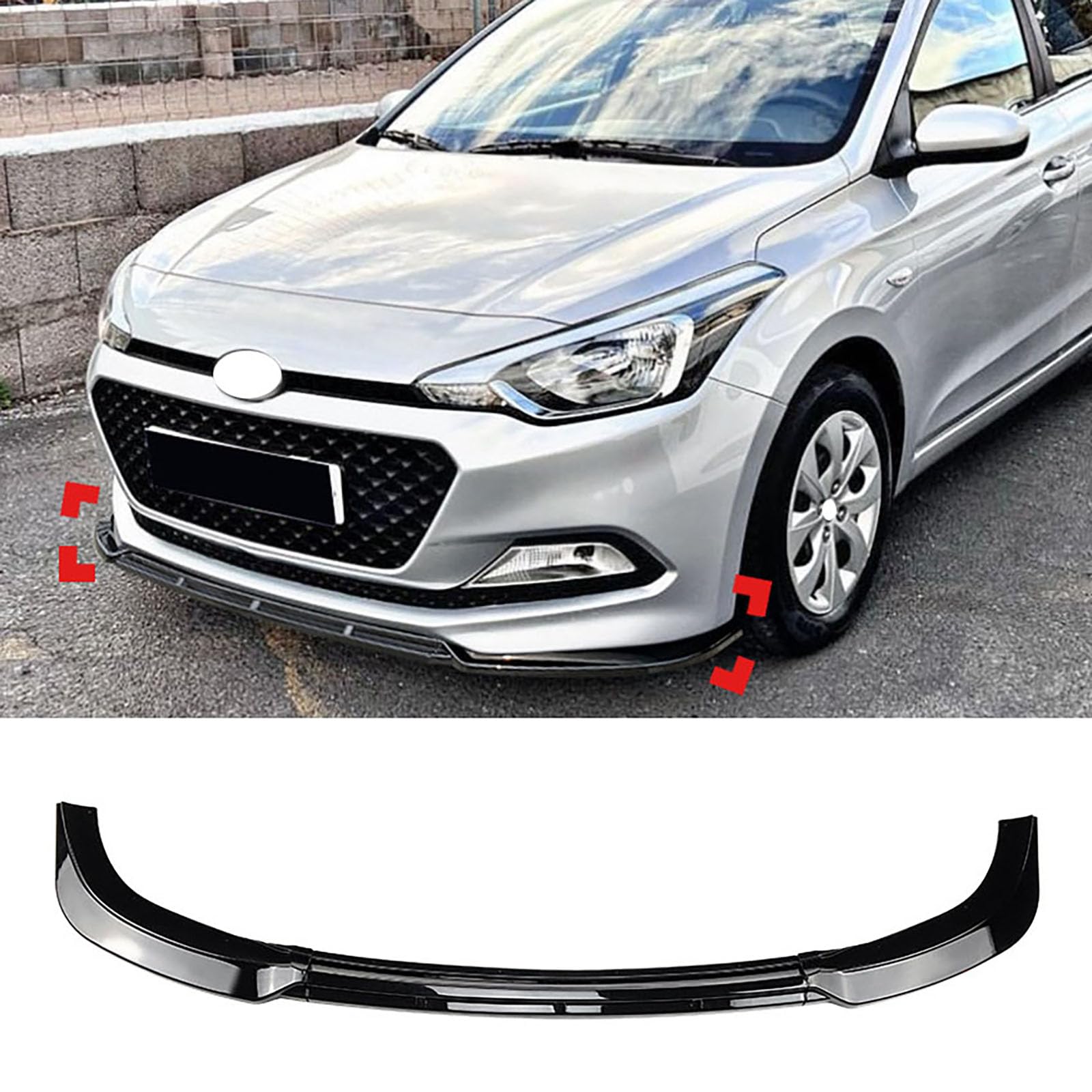 Kompatibel mit Hyundai I20 MK2 Pre-Facelift 2015-2017, Frontstoßstangen-Spoilerlippe, Auto-Unterkörper-Kit-Splitter,Carbon Fiber Look