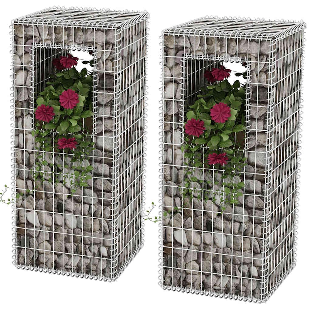 Gaviones de acero galvanizado 50x50x120 cm para jardinera exterior y postes jardín