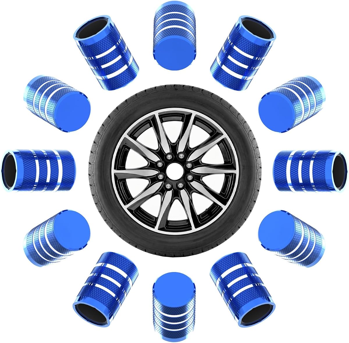 12Pcs Car Tire Valve Stem Caps, Tire Air Cap for Car Accessories | Universal Stem Covers, Plastic Liner Corrosion Resistant Car Wheel Tires Pressure Cap for Cars Motorcycles Suvs Trucks