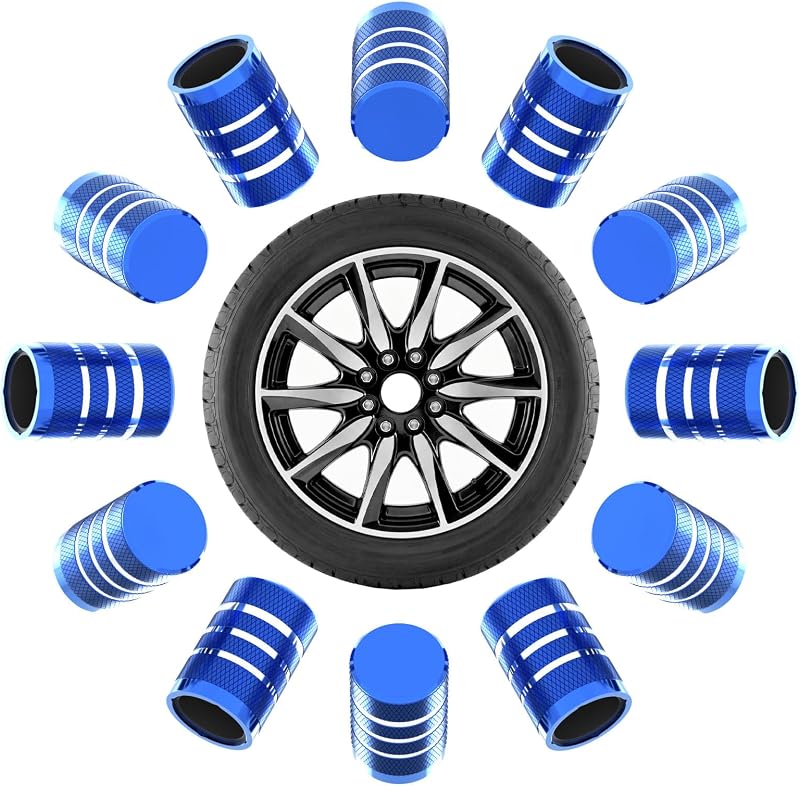12Pcs Car Tire Valve Stem Caps, Tire Air Cap for Car Accessories | Universal Stem Covers, Plastic Liner Corrosion Resistant Car Wheel Tires Pressure Cap for Cars Motorcycles Suvs Trucks