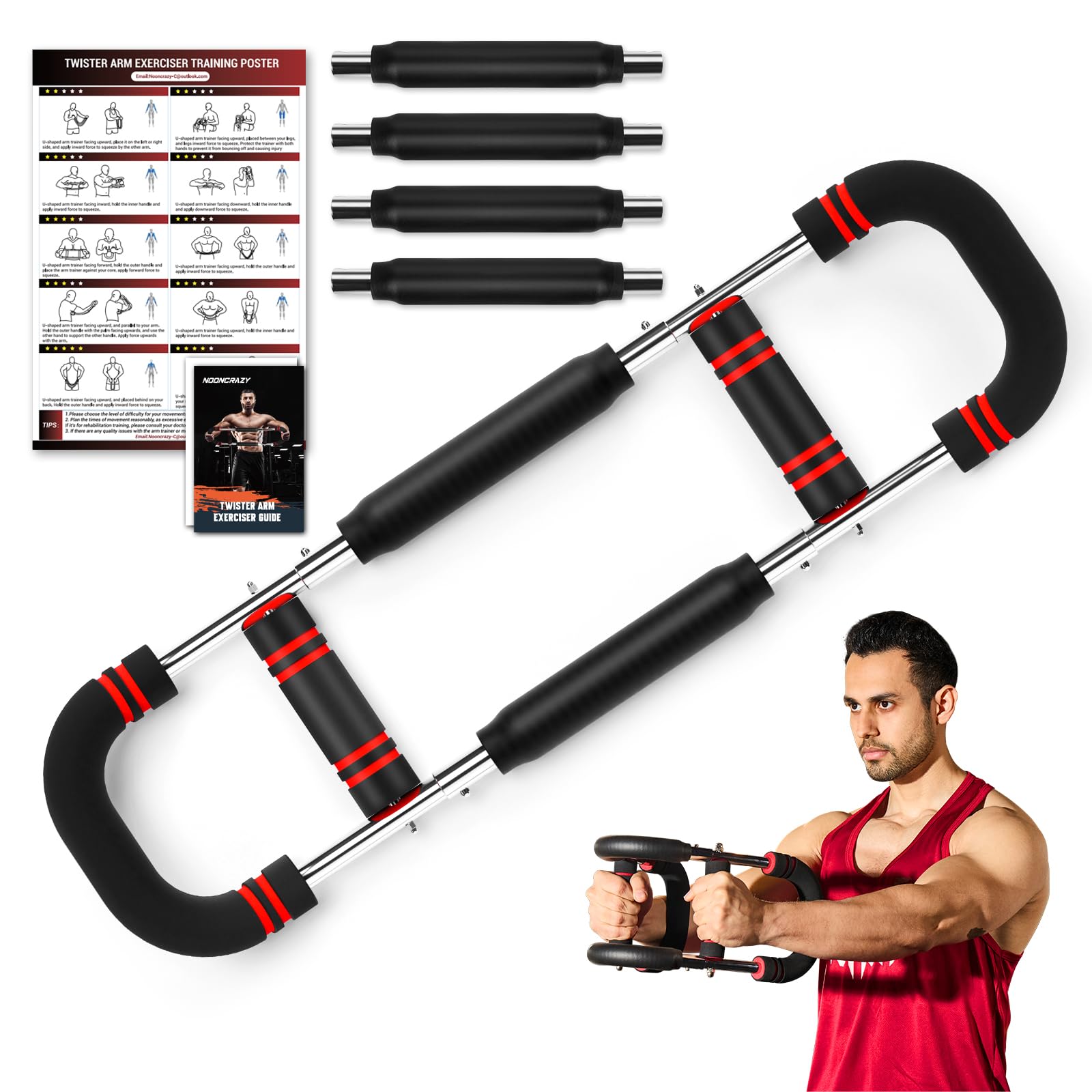 Twister Arm Trainer, 30-120lbs Adjustable Chest Exerciser, Arm Trainer with Training Poster for Men, Detachable Chest Workout Home Fitness Equipment for Enhancing Upper Body Muscle