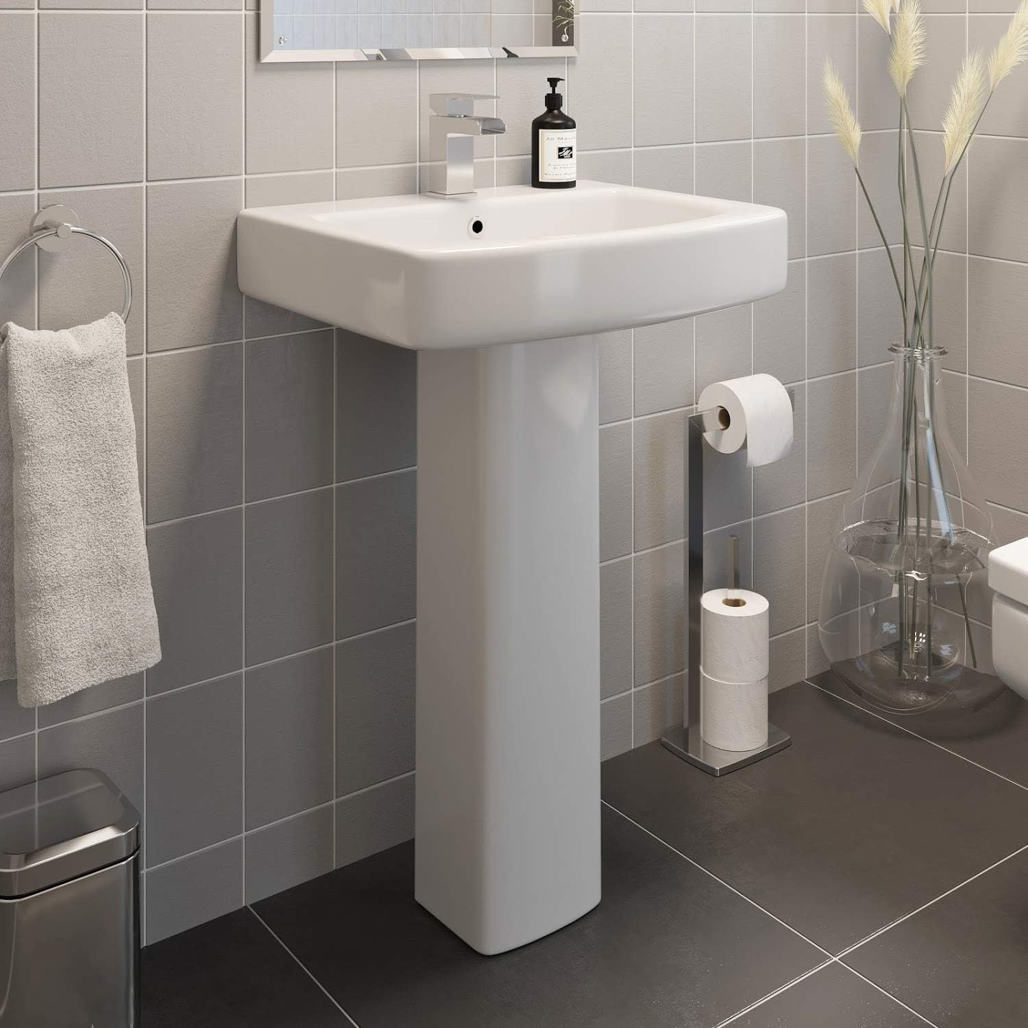 Affine Modern Bathroom Wash Basin Sink Full Floorstanding Pedestal ...