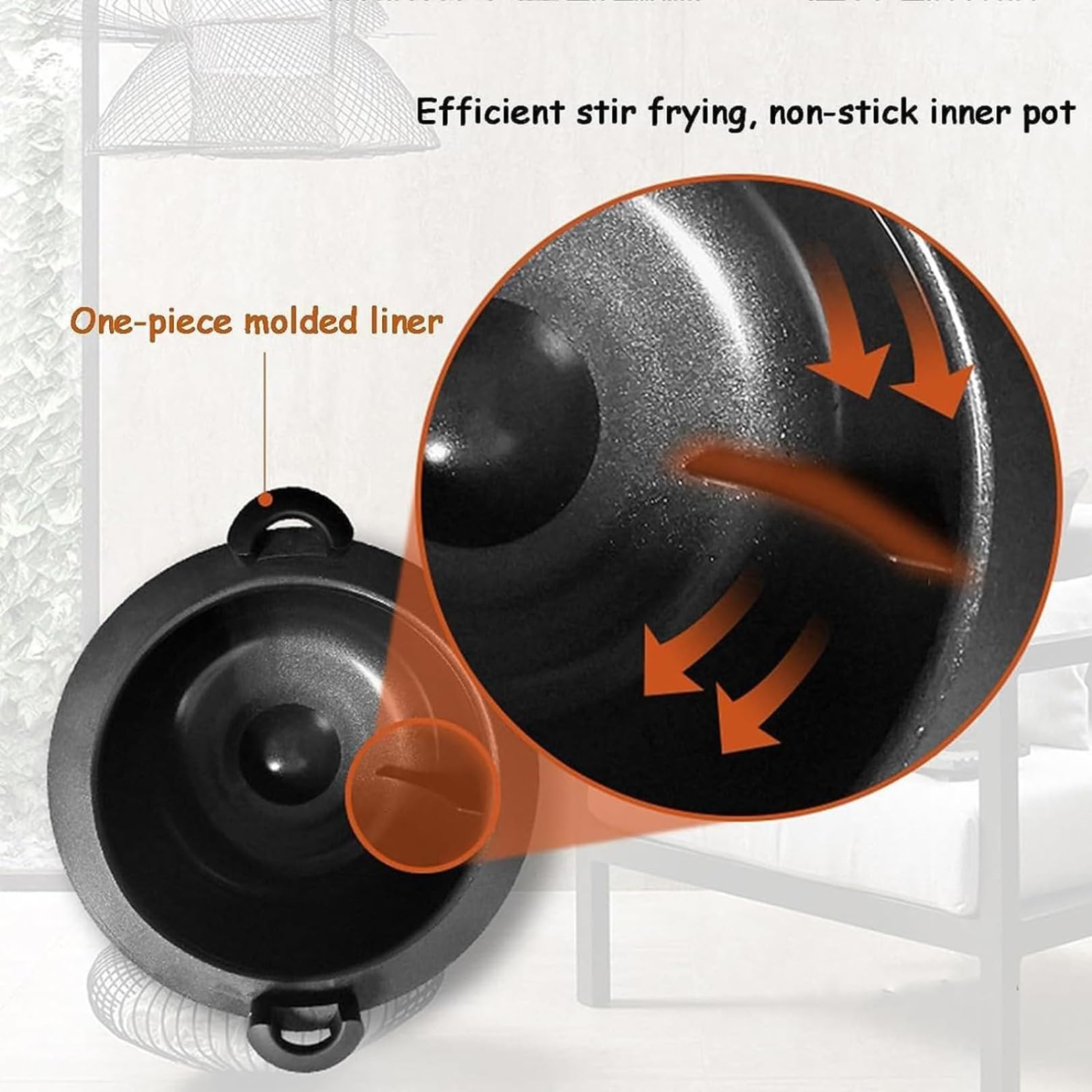 Máquina de cocción automática de 2000 W – 6 L, olla multifunción con olla giratoria de 360°, control de temperatura de 3 velocidades y 3 niveles para el hogar y restaurantes