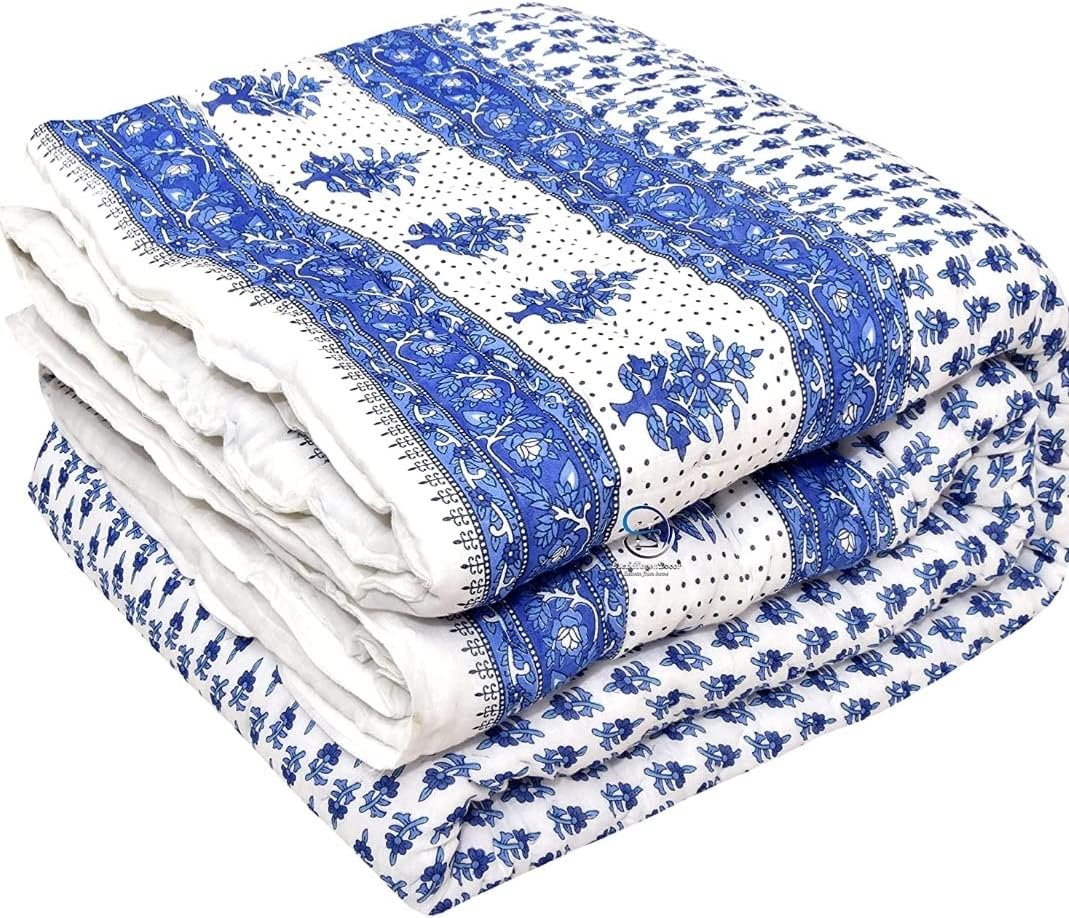 C&G INDIA 210 Tc Jaipuri Razai Organic Pure Cotton Jaipuri Rajai Ac Quilt Rajasthani Traditional Cotton Comforter (White)(Double Bed, breathable, pack of 1)