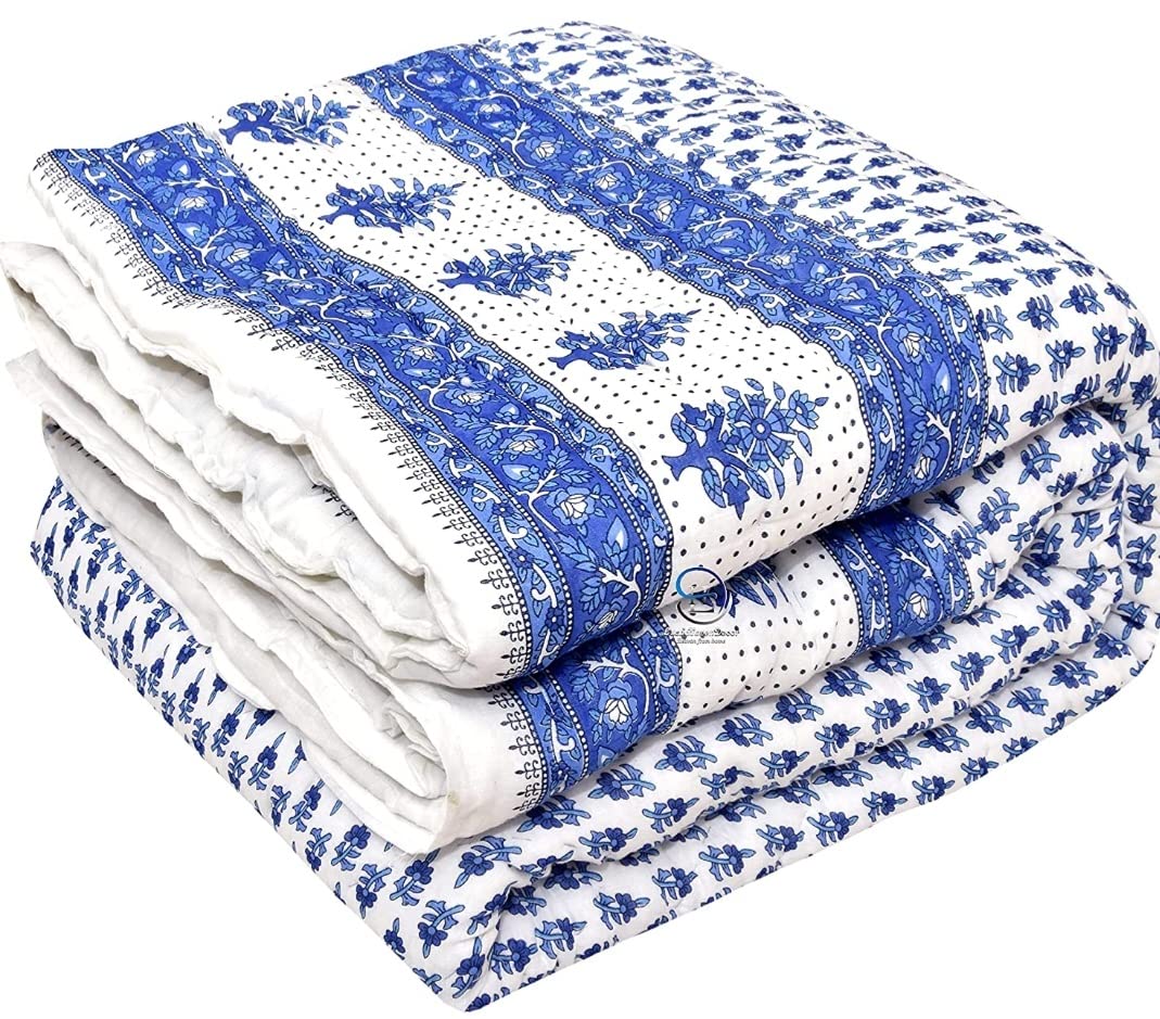 C&G INDIA 210 Tc Jaipuri Razai Organic Pure Cotton Jaipuri Rajai Ac Quilt Rajasthani Traditional Cotton Comforter (White)(Double Bed, breathable, pack of 1)