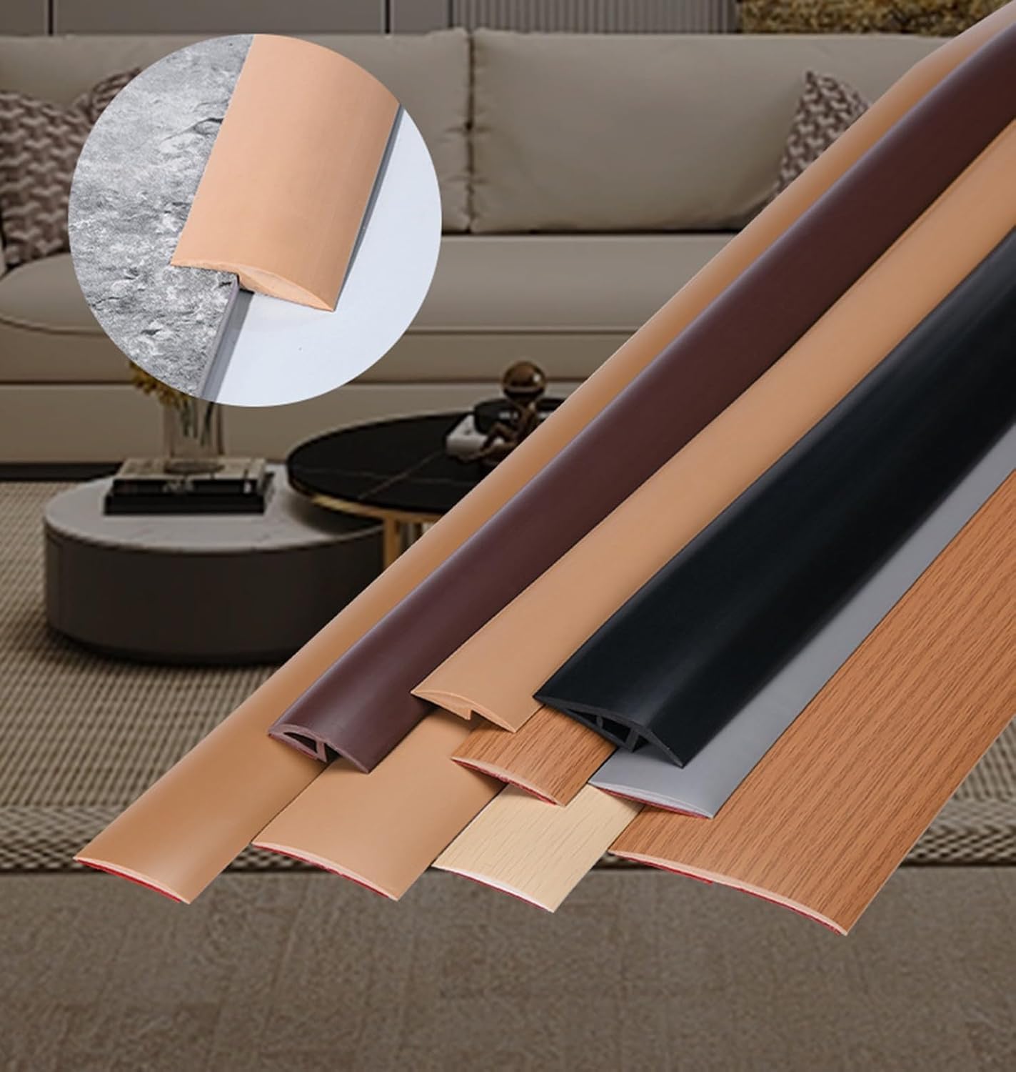 Bande de seuil de porte autocollante en caoutchouc (1 m-10 m) – Pinces pour pentes de 5 à 10 mm de hauteur – Solution durable de transition de tapis