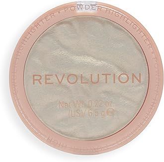 Revolution Beauty London, Reloaded Pressed Powder Highlighter, Intensely Pigmented for a High Impact Dewy Finish, Golden Lights, 0.22 Oz