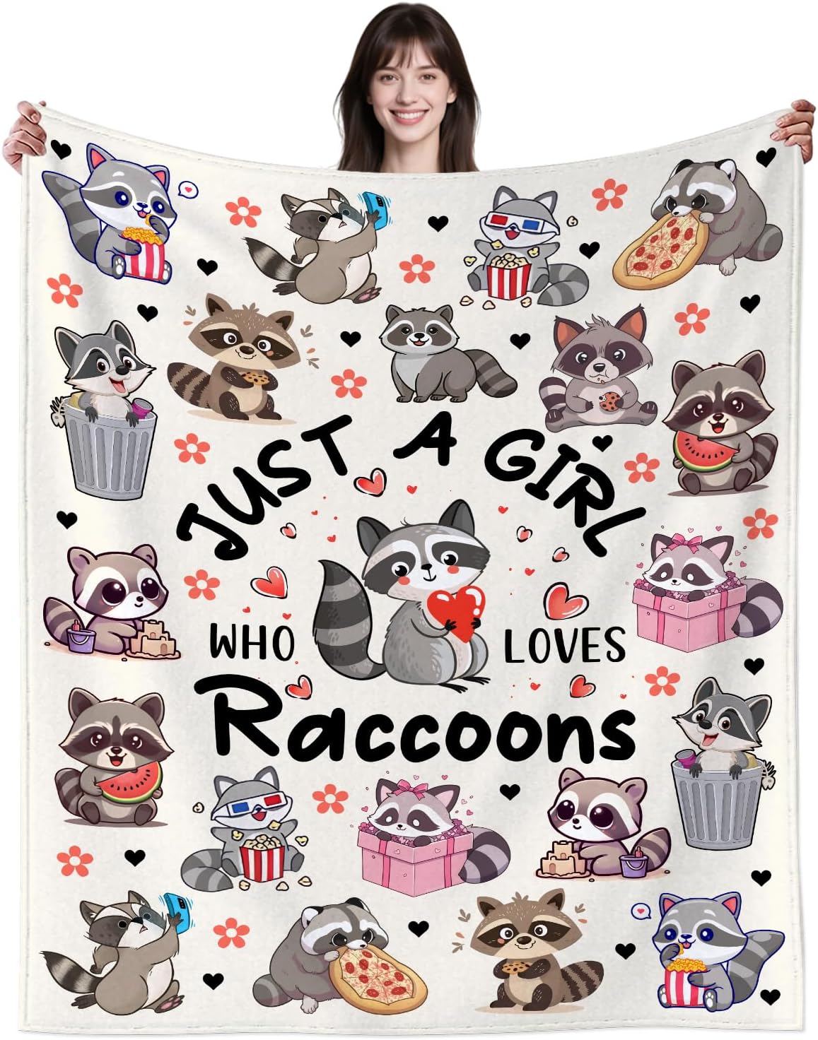 Raccoon Blanket Gifts for Raccoons Lover Adults Kids,Raccoon Stuffed Animal Throw Blankets,Raccoons Christmas Birthday Gifts for Women Girls 50"X40"