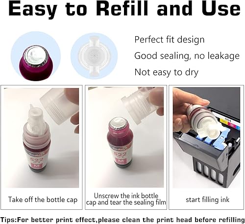 Miniatura 3 de Koala 522 - Botellas de repuesto de tinta compatibles con impresoras Eco-Tank ET-2800 ET-4800 ET-2720 ET-2803 ET-2760 ET-2800 ET-4700 T522, 4