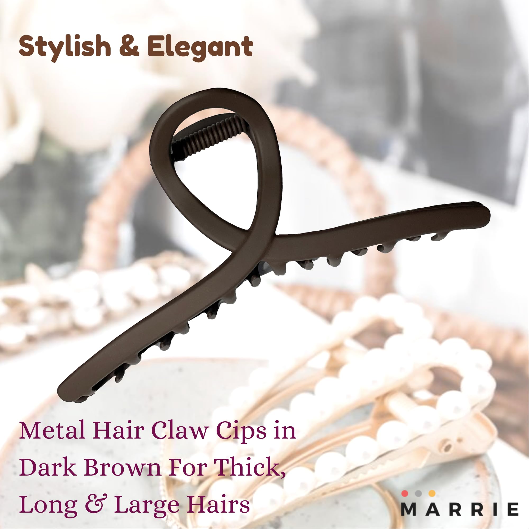 Hair Clips Large Metal Hair Claw Clips Strong Hold Vintage Shark Claw Clips Clamp Hair Accessories for Women Girls Thin Thick Hairs (Dark Brown x 2) - Image 4