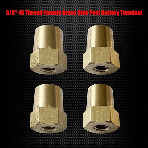 Miniatura 4 de Ampper Adaptador de poste de batería de latón hembra de 38"-16 roscas, terminales de poste de carga de batería para extensión de perno de 38",