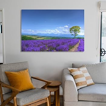 Amazon.co.jp: 絵画 ラベンダー畑インテリア 絵画 のどかな田園