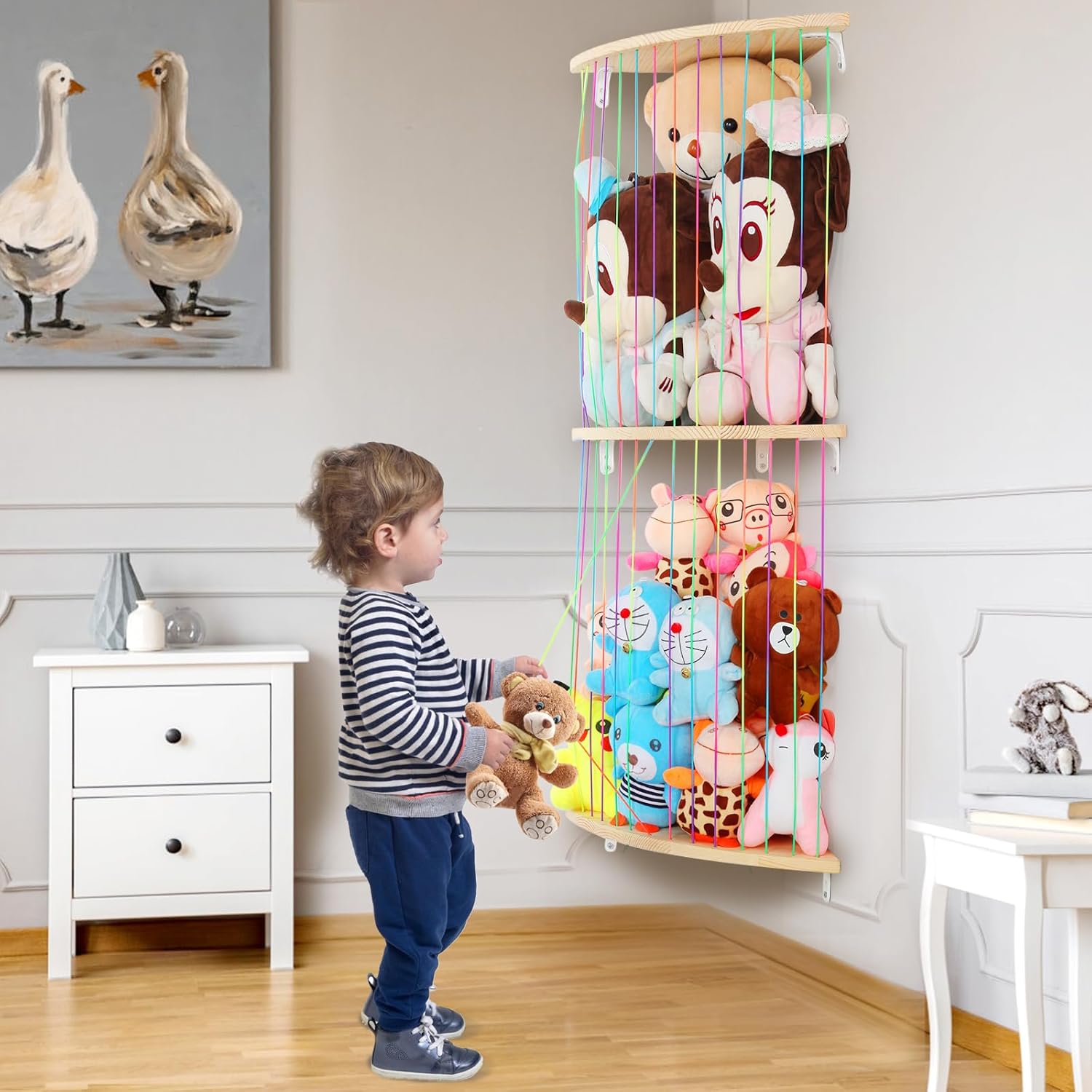 Stuffed Animal Storage Hammock, Wood Stuffed Animal Holder