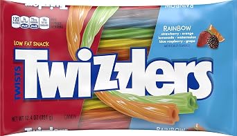 TWIZZLERS Twists Rainbow Flavored Licorice Style, Chewy Candy Bag, 12.4 oz