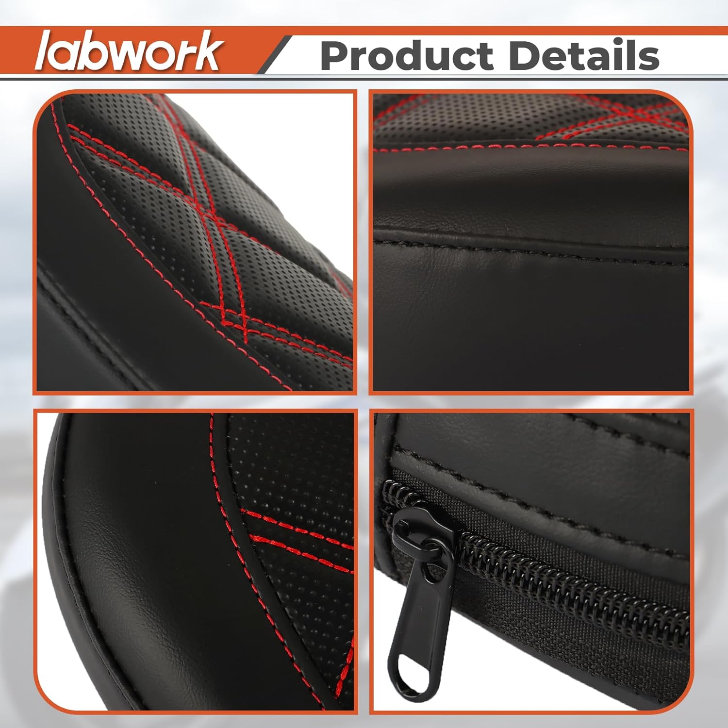 labwork Passenger Sissy Bar Backrest Pad Replacement for Road King Street Glide CVO Electra Street Road Glide Solftail Heritage Classic 1994-2023 Red Stitching