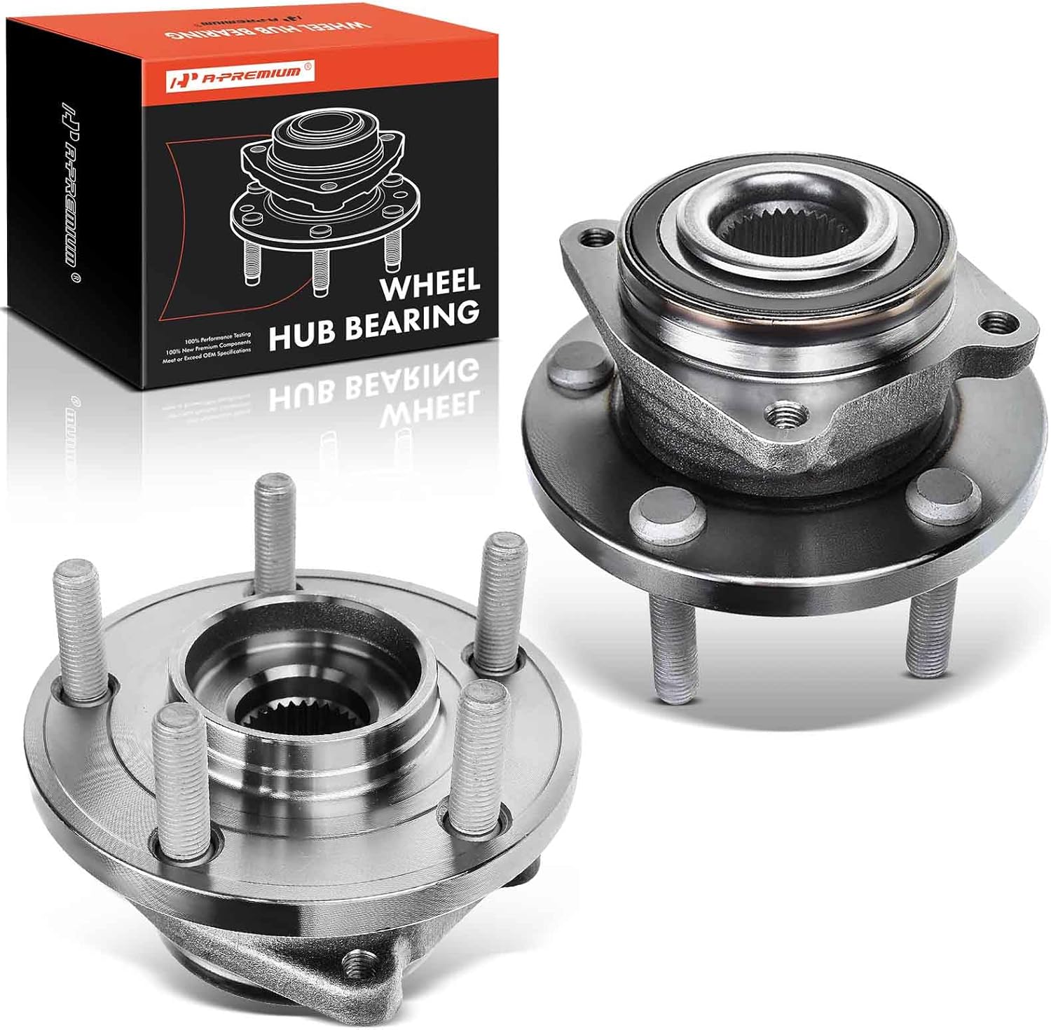 A-Premium 2 x Front Wheel Bearing and Hub Assembly with 5-Lug Compatible with Chrysler 200 2011-2014, Sebring 2007-2010, Dodge Avenger 2008-2014, Caliber 2009, AWD or FWD