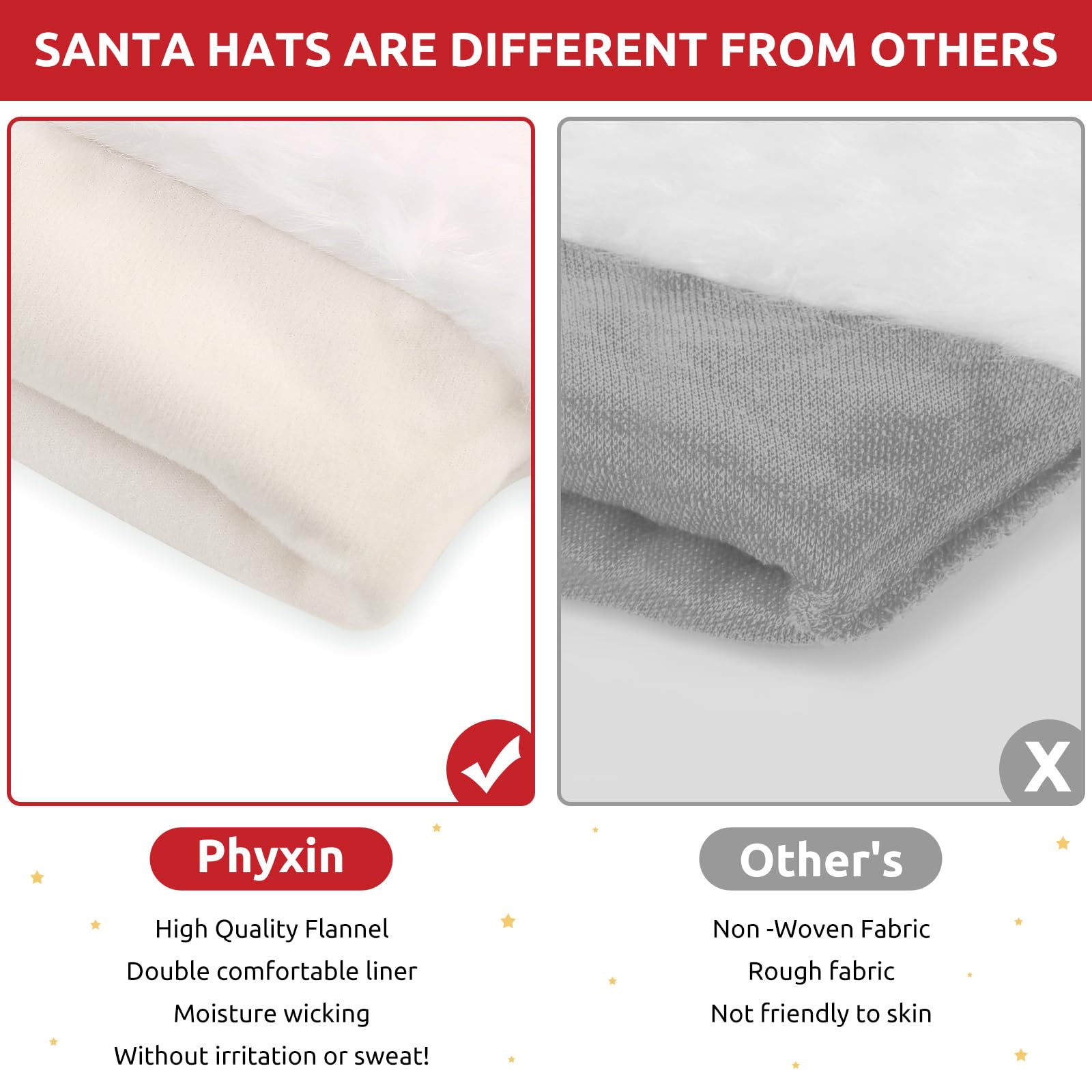 Phyxin Sombrero de Papá Noel para adultos, sombrero de Navidad con lentejuelas para mujeres y hombres, sombrero de Navidad brillante perfecto para fiestas de vacaciones
