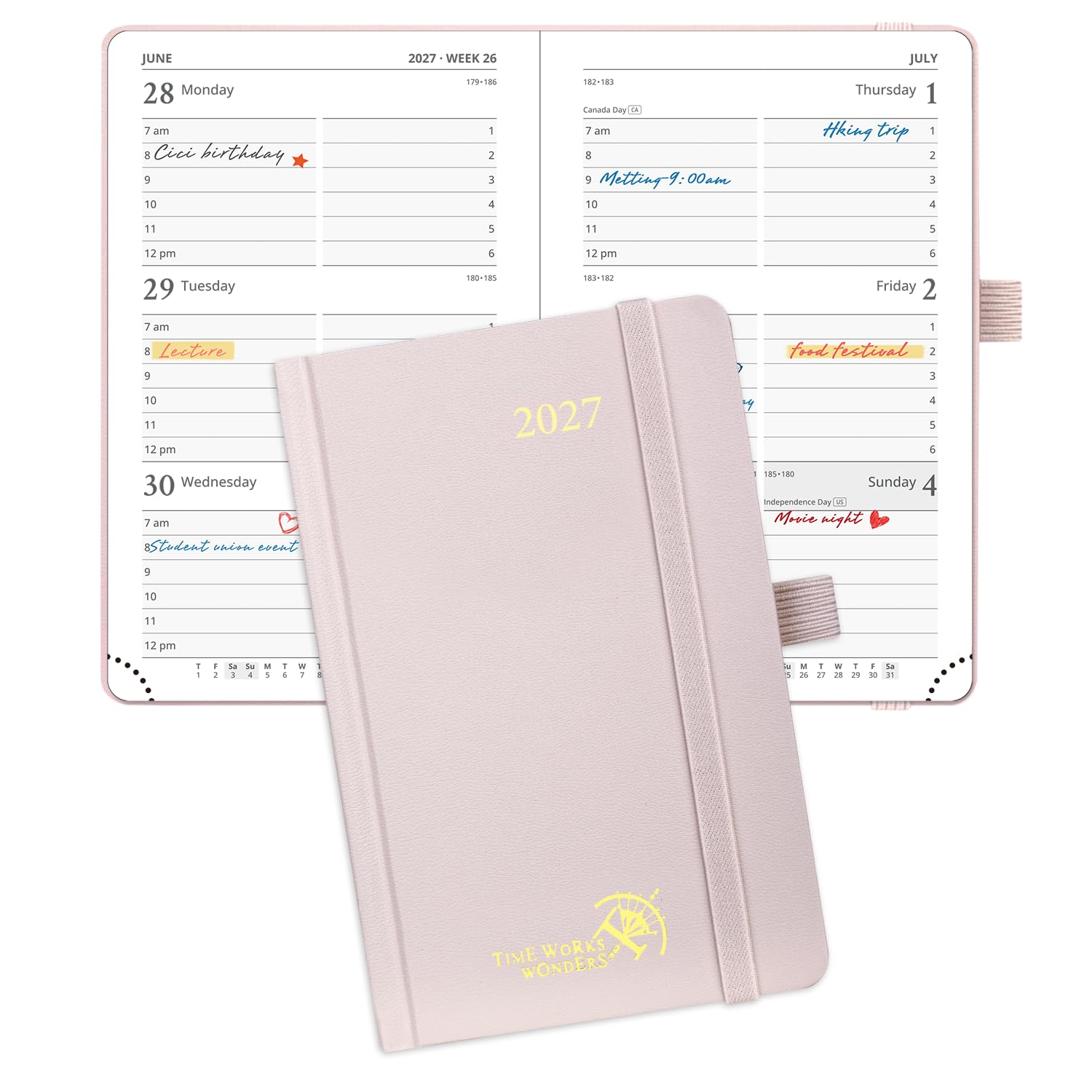 POPRUN Small Diary 2027 Pocket A6 Week to View โ Hardback, Inner Pocket โ image 1