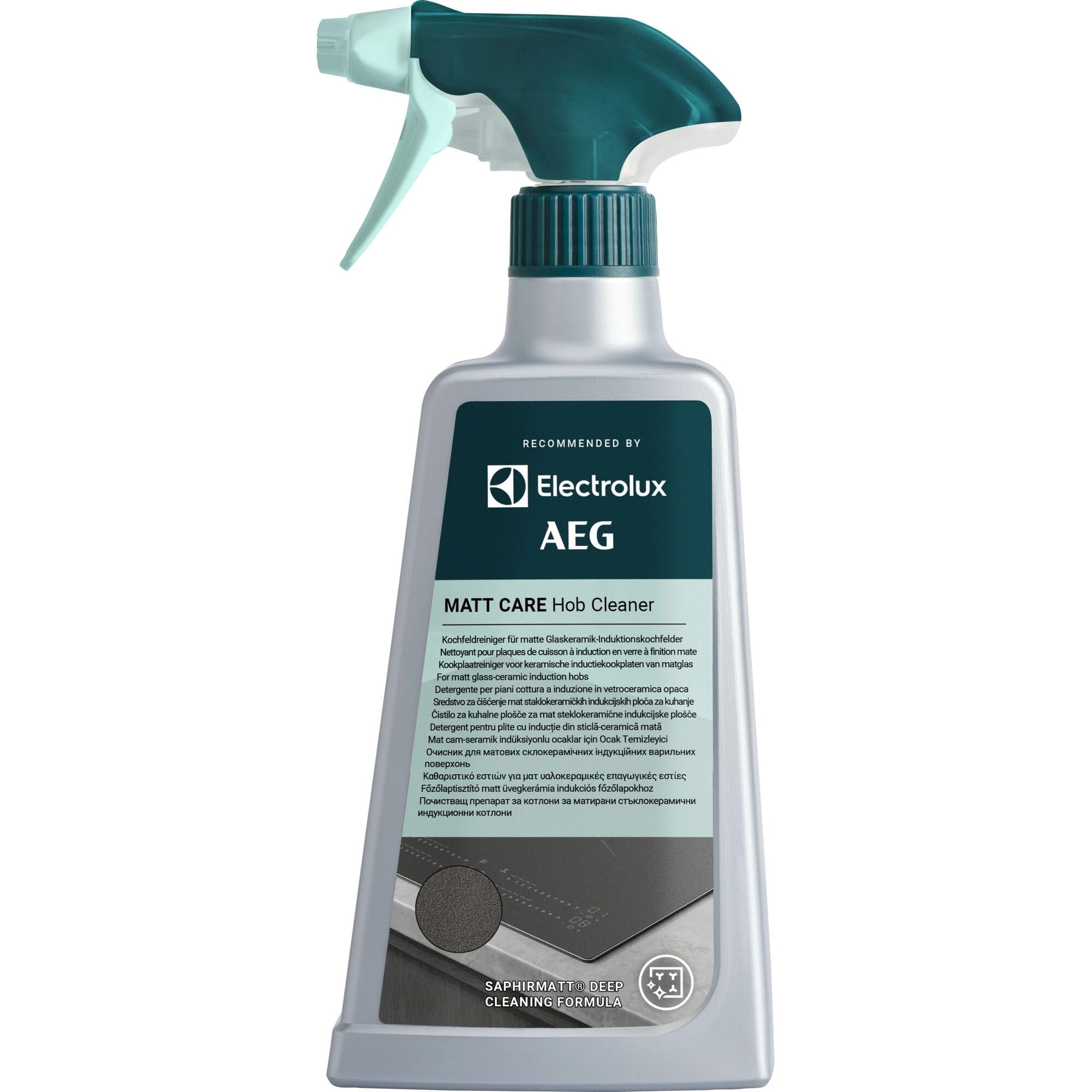 AEG MattCare Kochfeldreiniger 500 ml, Tiefenreinigung & Pflege für SaphirMatt®/SaphirMatt® SE Glaskeramik-Induktionskochfelder, entfernt Fett & Eingebranntes, M2HCMC01