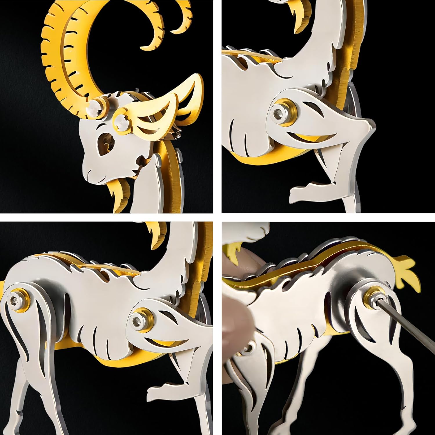 3D Metal Puzzles for Adults, Metal Model Kits for Adults, Gold Sheep Mechanical 3D Puzzle Stainless Steel for Men Women Home Decor Art Craft Gifts Toys(Zodiac Sign).
