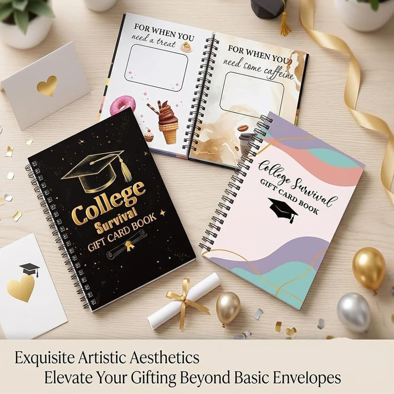 College Survival Gift Card Book, 7x5 Inch Graduation Gift Card Holder Organizer, 2026 Graduation Gifts Cardbook Colleges Survival Booklet Organizer, Surprises on Every Page for Students (F)