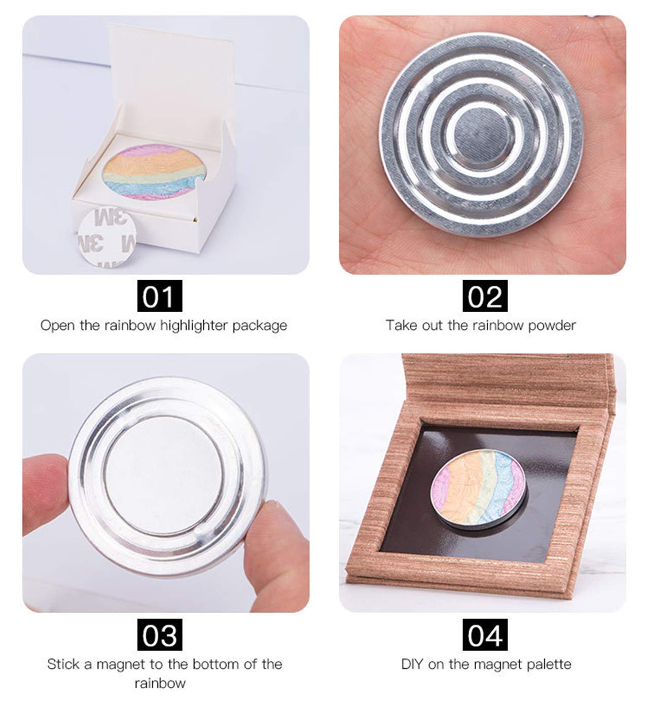 Pro 6 colores 3D horneado arco iris resaltador sombra de ojos paleta de maquillaje de Navidad colorete cosmético brillo polvo contorno kit unicornio rubor 6