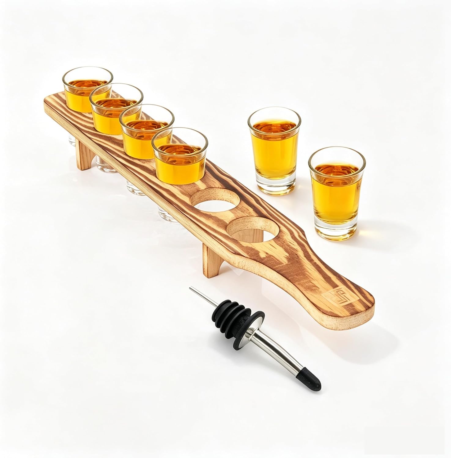 Rustic Wooden Shot Glass Tray Holder, Without Glass